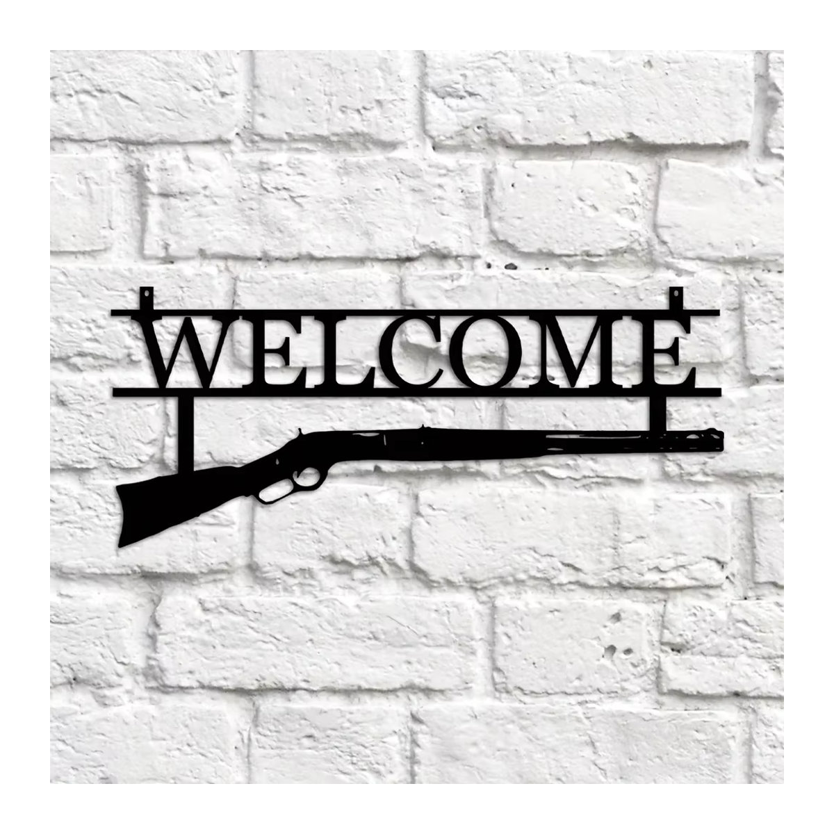 Metall-Wanddeko CIFBUY Willkommen zu Hause Schild im Pistolen-Design, Schwarz, Rustikaler Wandbehang für Jagdliebhaber - Bild 4