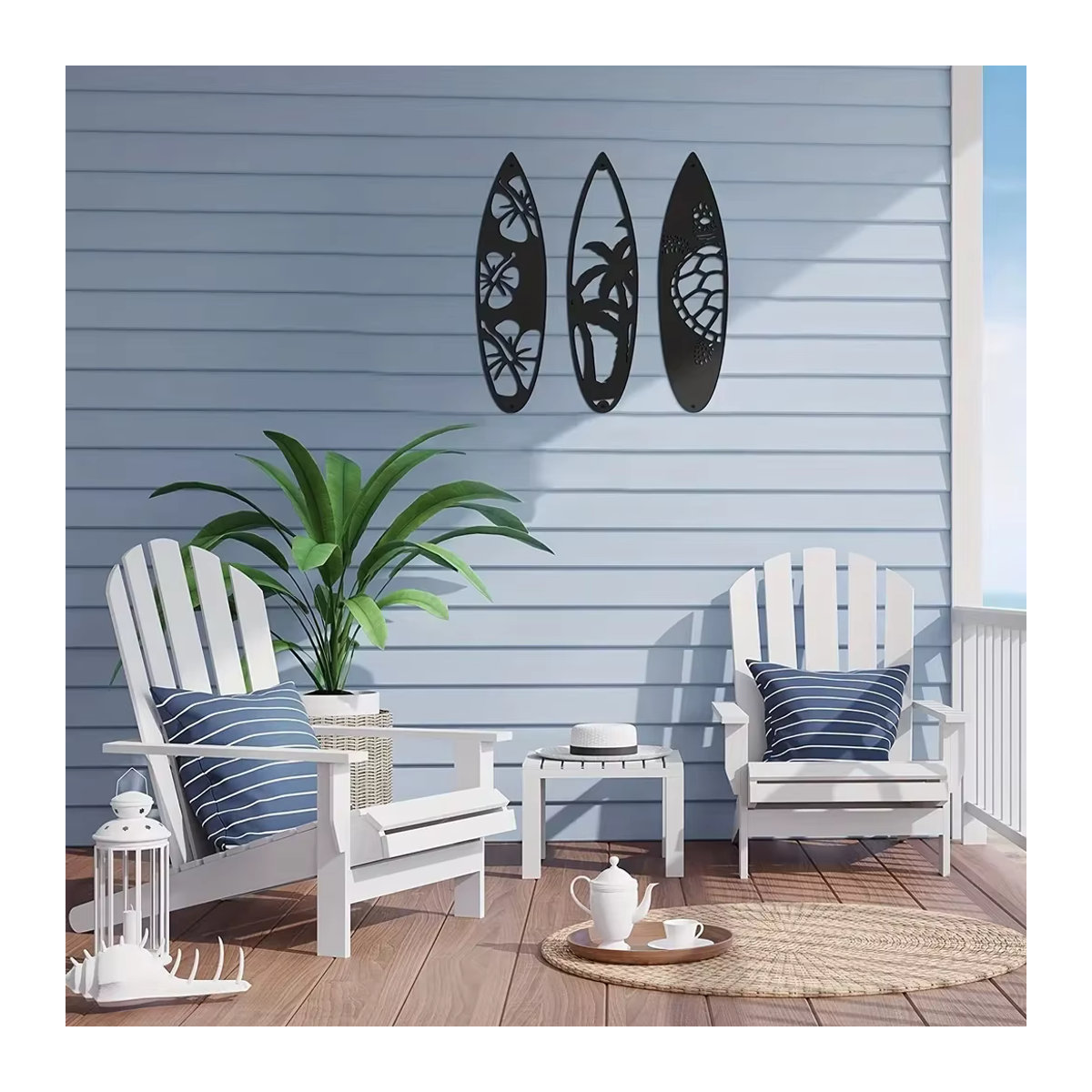 Metall Wanddekoration Surfbrett und Palme für Sommer und Strand Design - Bild 3