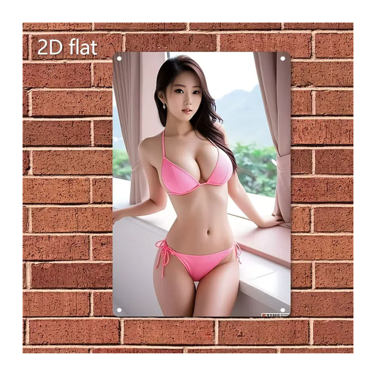Metall-Wandkunst Bikini-Mädchen von CIFBUY, rosa und mehrfarbiges Porträt-Schild aus Metall, rechteckiges Wanddekor im Hochformat, Breite: 30 cm, Höhe: 20 cm - Bild 3