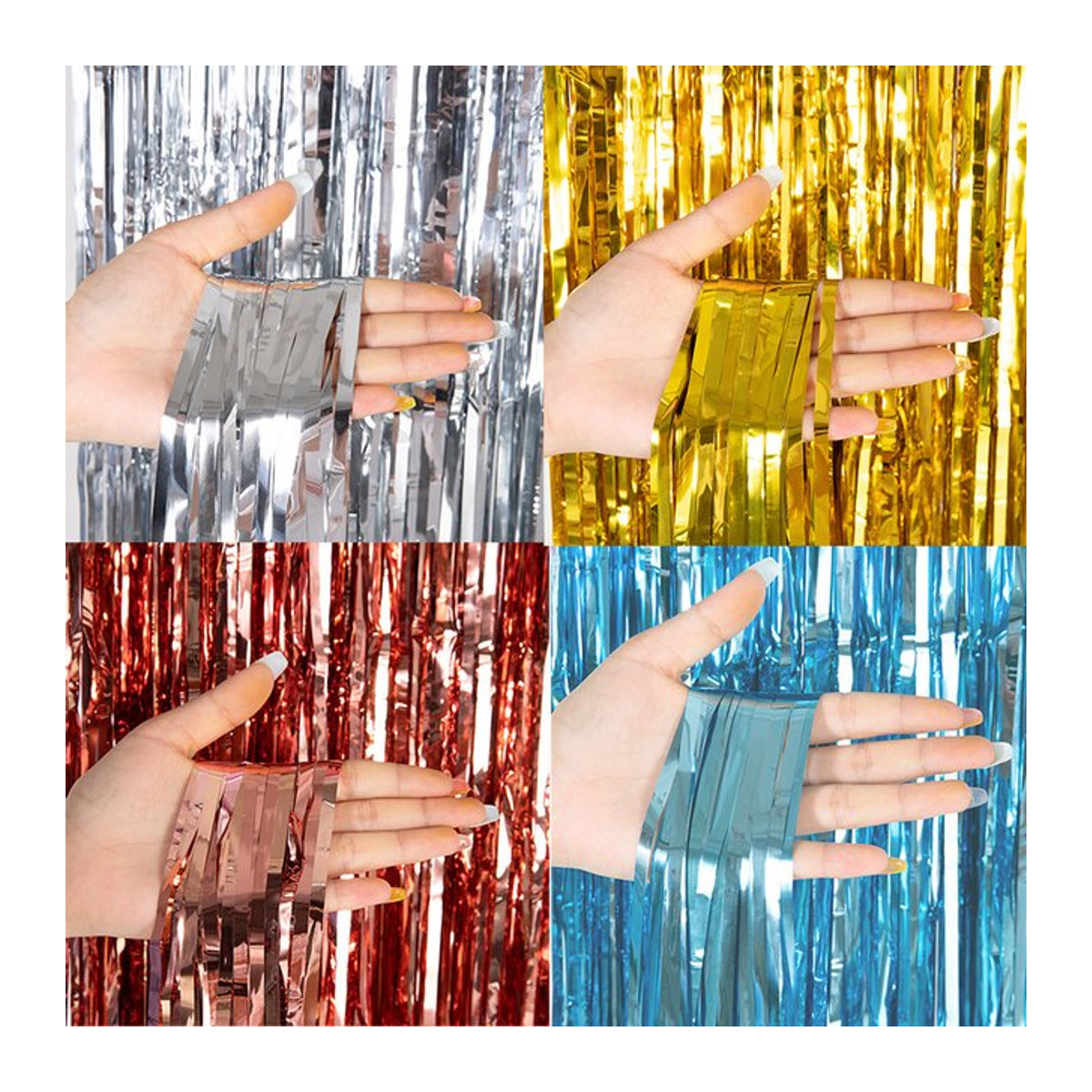Metallic-Lametta-Folie als Fransenvorhang von youyouhuan in Gold und Mehrfarbig für deine Party-Dekoration, Hochzeit oder Silvester - Bild 1