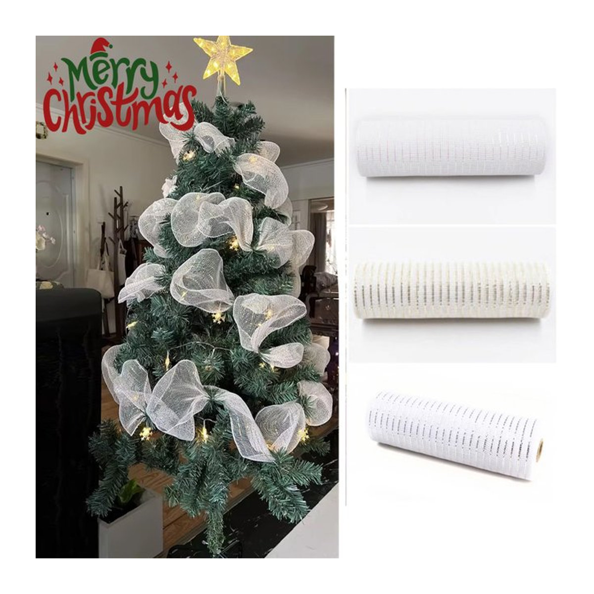 Metallic Poly Mesh Band für deine DIY Weihnachtsdekoration und Kränze - Bild 1
