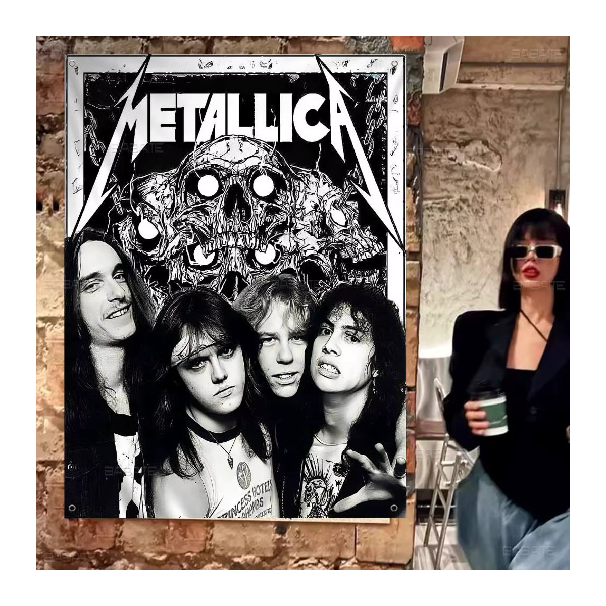 Metallica DIY-Flagge Wandkunst in Schwarz und Weiß für Wohnzimmer und Zuhause - Bild 3