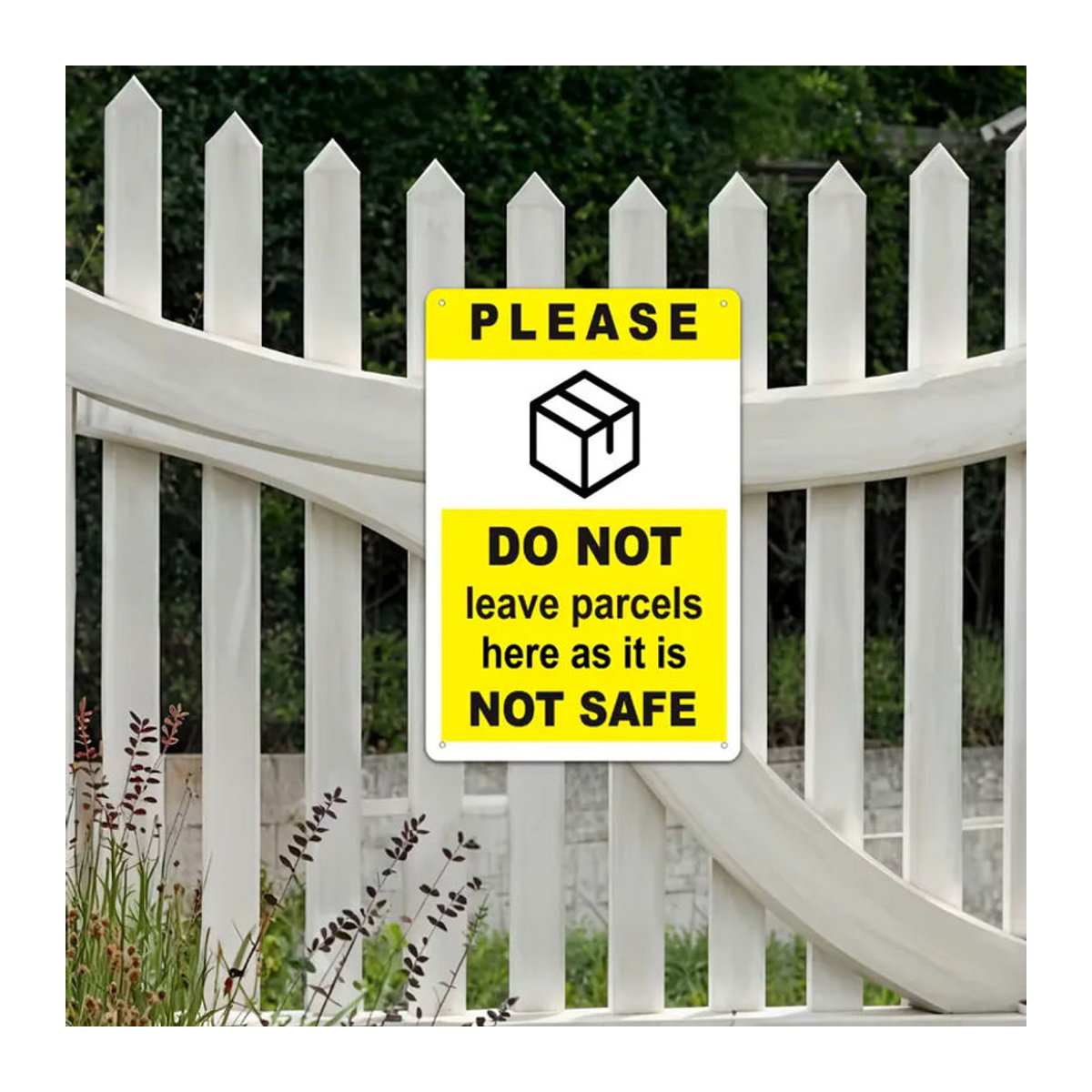 Metallschild CIFBUY Do Not Leave Packages Here gelb rustikale Wanddekoration B: 30 cm, H: 20 cm - Bild 2