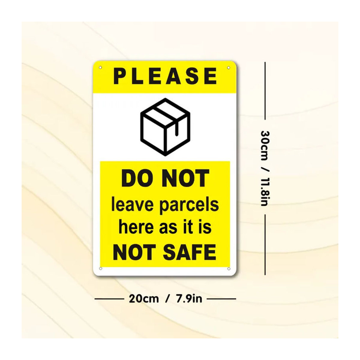 Metallschild CIFBUY Do Not Leave Packages Here gelb rustikale Wanddekoration B: 30 cm, H: 20 cm - Bild 3