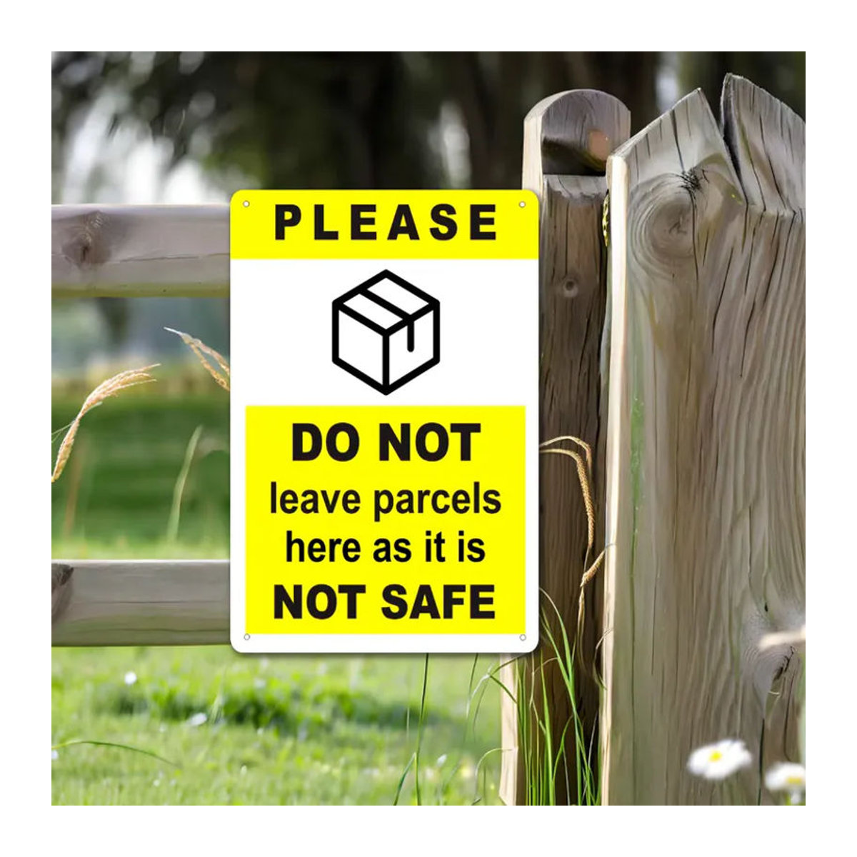 Metallschild CIFBUY Do Not Leave Packages Here gelb rustikale Wanddekoration B: 30 cm, H: 20 cm - Bild 4