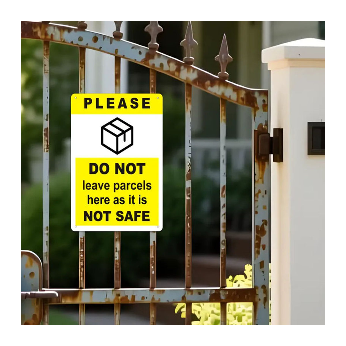 Metallschild CIFBUY Do Not Leave Packages Here gelb rustikale Wanddekoration B: 30 cm, H: 20 cm - Bild 5