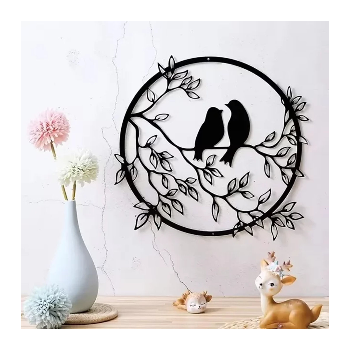 Metallwandkunst Vogel auf Ast von CIFBUY in Schwarz, minimalistische Wanddekoration zur Wandmontage - Bild 1