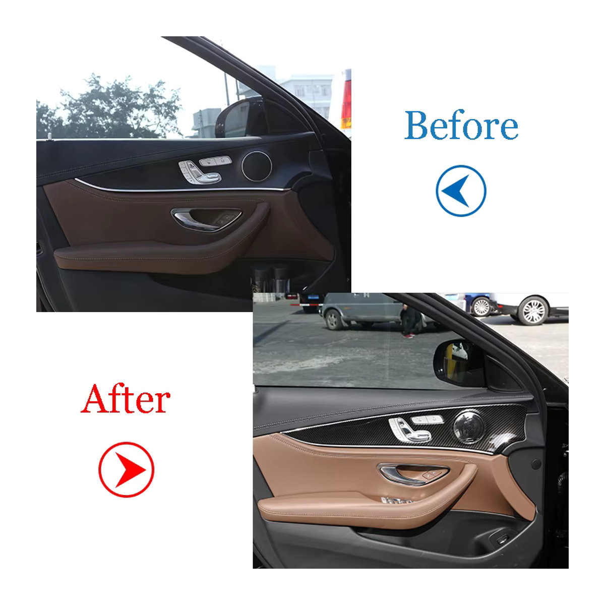 Metyoucar Innen Tür Panel Abdeckung Carbon Fiber Schutzleiste für Mercedes Benz E Klasse W213 E200 E300 (2016-2021) in Schwarz - Bild 3