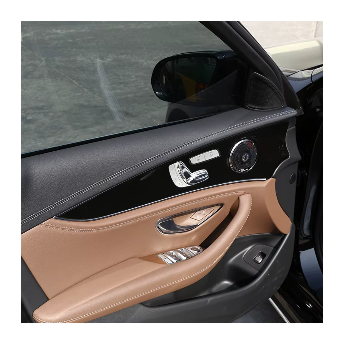 Metyoucar Innen Tür Panel Abdeckung Carbon Fiber Schutzleiste für Mercedes Benz E Klasse W213 E200 E300 (2016-2021) in Schwarz - Bild 4