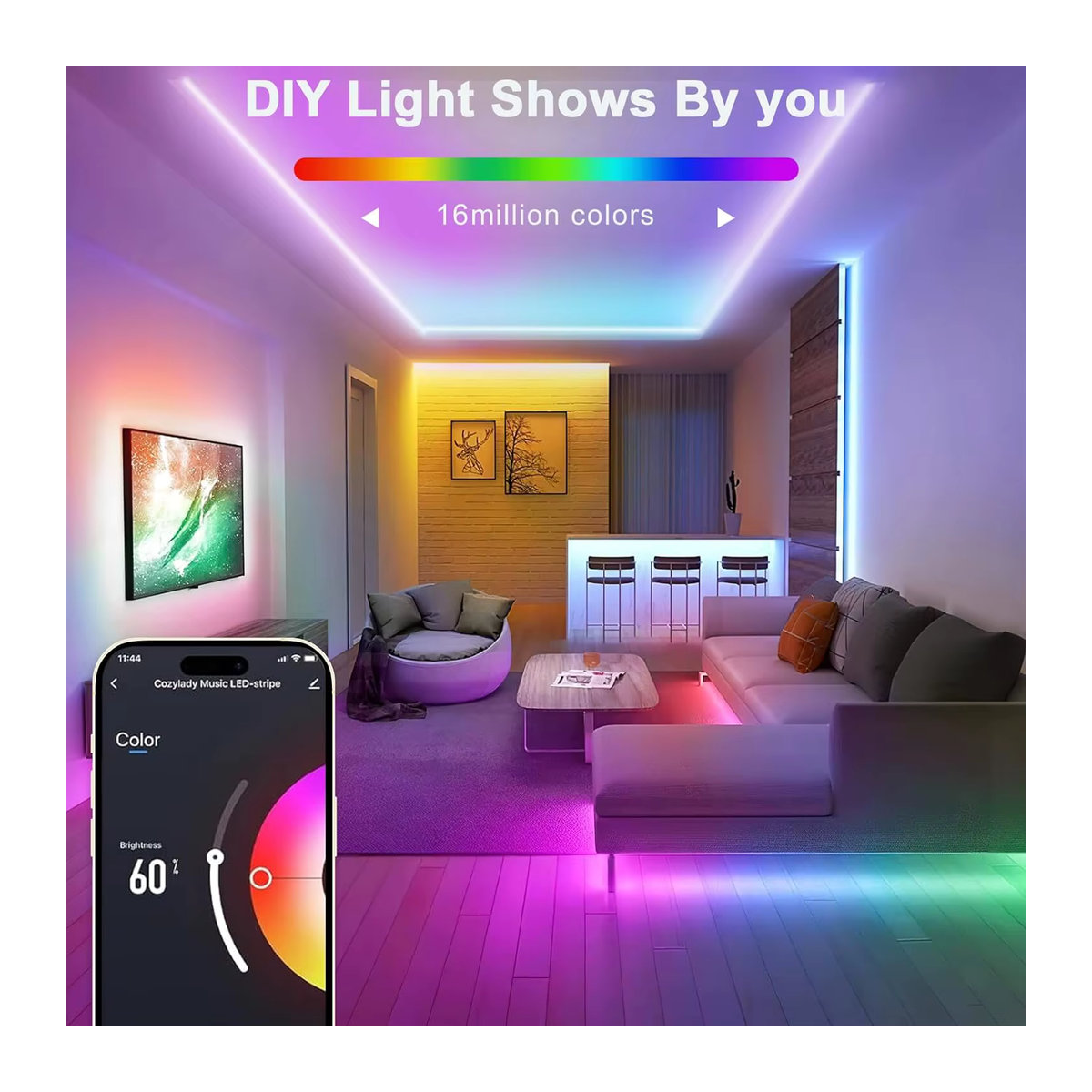 Mexllex RGB-LED-Neon-Lichterkette mit App- und Fernbedienung sowie Musik-Synchronisierung, wasserdicht für Innen- und Außenbereich - Bild 2