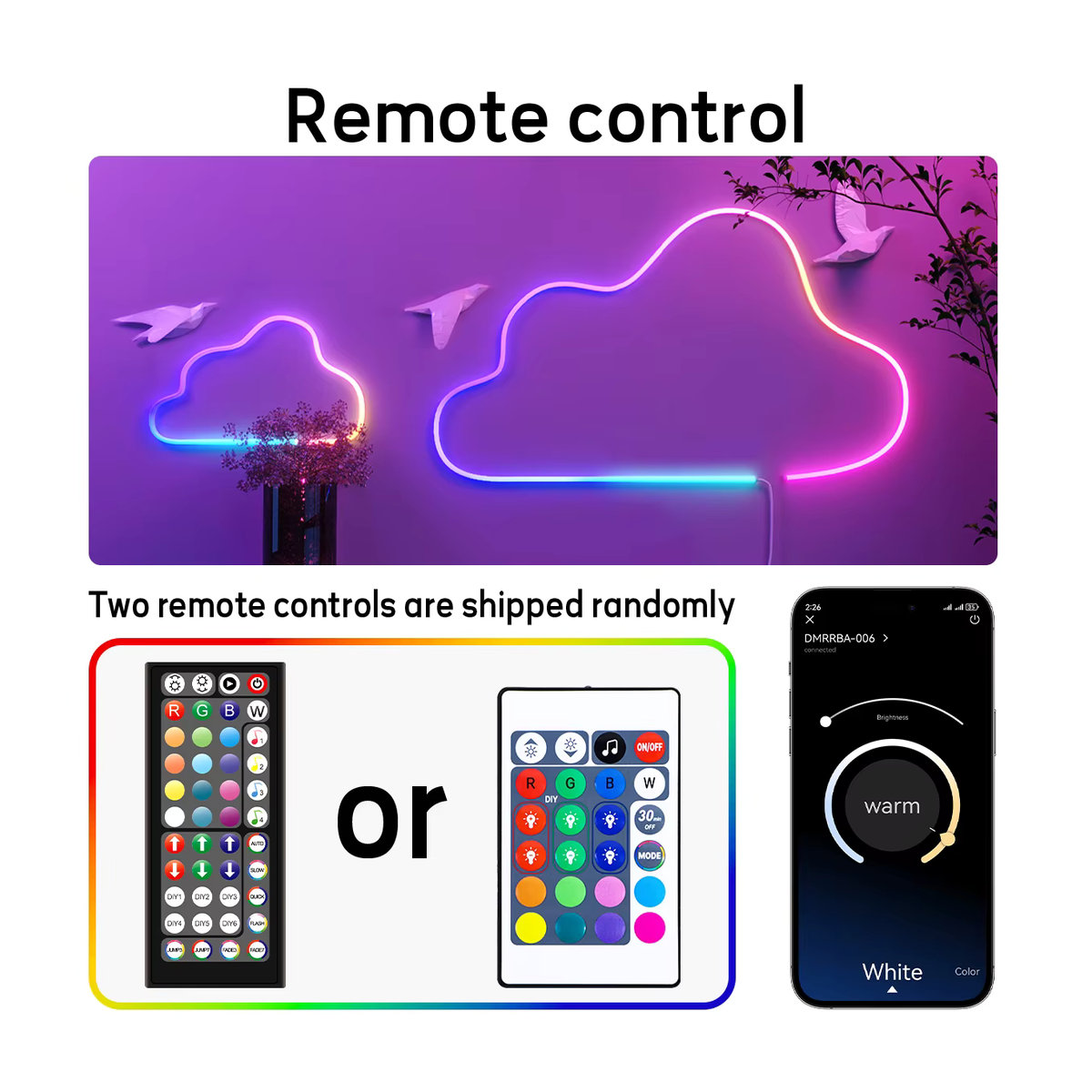 Mexllex RGB-LED-Neon-Lichterkette mit App- und Fernbedienung sowie Musik-Synchronisierung, wasserdicht für Innen- und Außenbereich - Bild 4