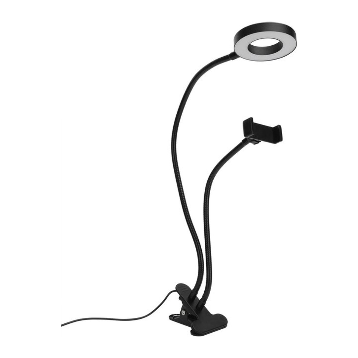 mfySpace 2in1 LED Selfie Ringlicht mit Handyhalter und verstellbarer Schreibtischlampe für Live-Streaming mit integrierter LED in kaltem, natürlichem und warmem Licht - Bild 1