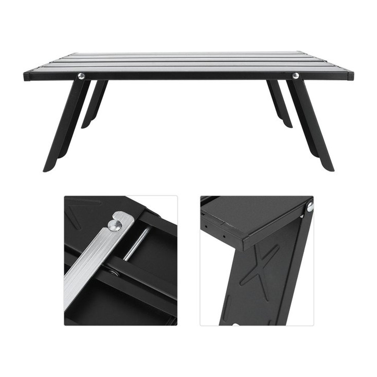 mfySpace Mini Tragbarer Klapptisch aus Aluminiumlegierung für Outdoor Camping und Picknick, Schwarz - Bild 1