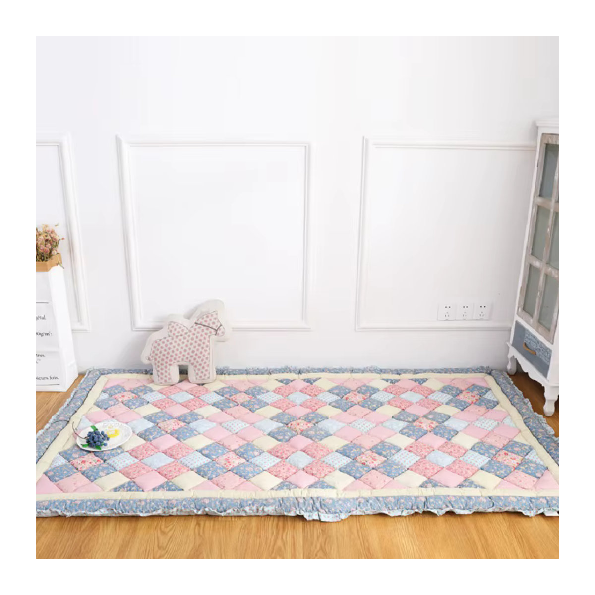 Mi Fa La Patchwork Baumwoll Steppteppich in Braun und Mehrfarbig, rutschfeste gepolsterte Bodenmatte für Wohnzimmer und Schlafzimmer - Bild 2