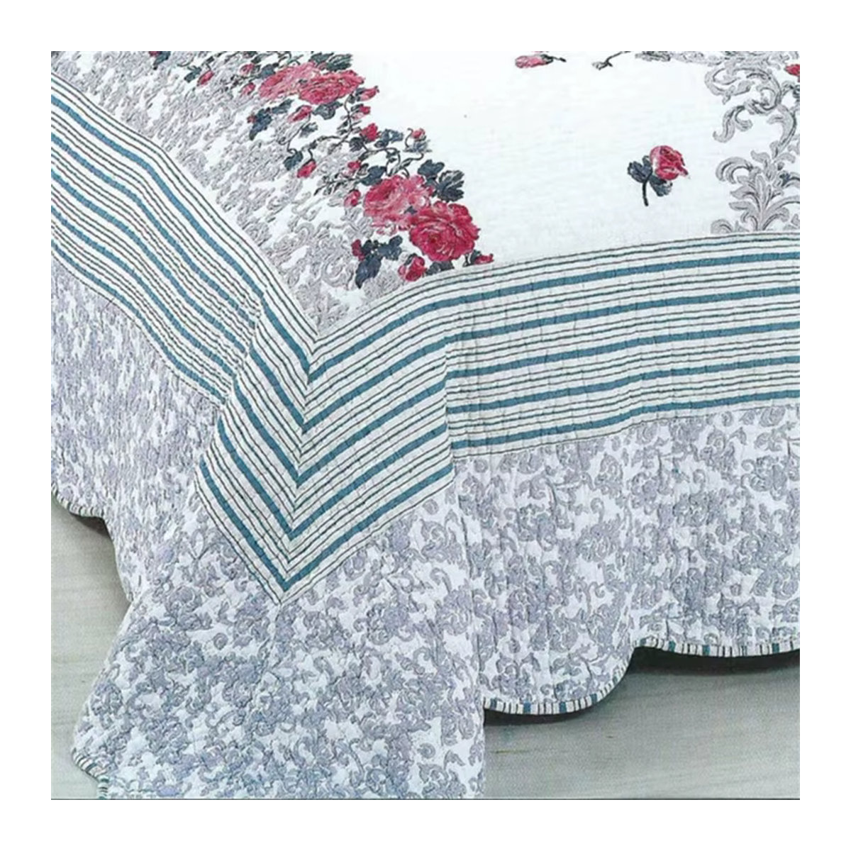 Mi Fa La Patchwork Bettwäsche-Set aus 100% Baumwolle in Weiß, 3-teiliges Sommerbettwäsche-Set mit Leinen-Optik - Bild 2