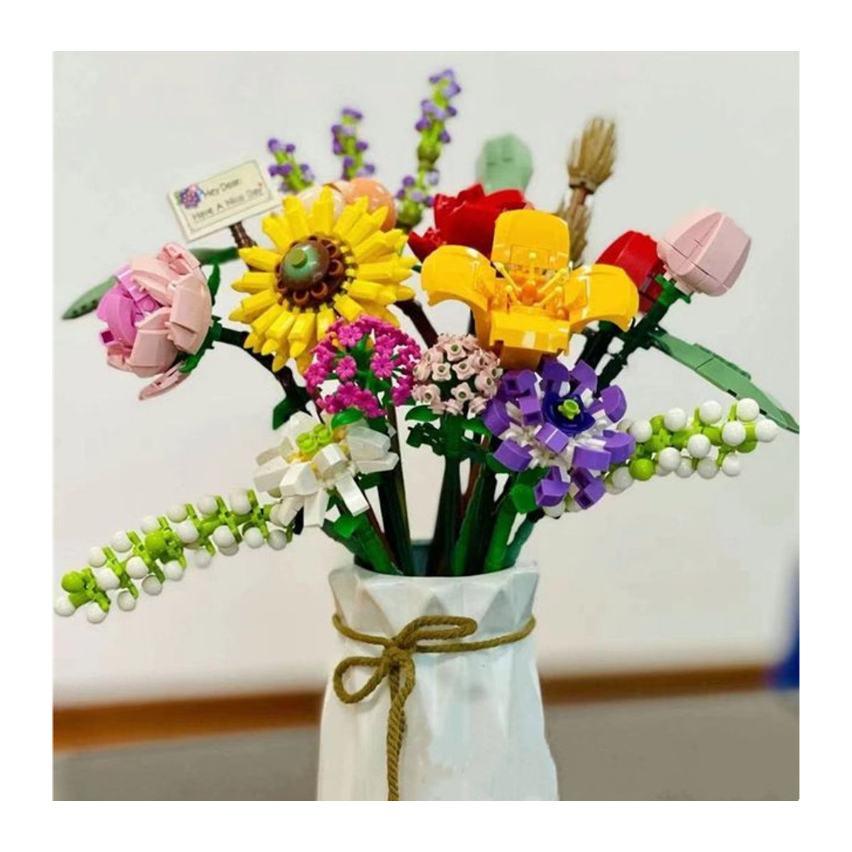 MIANQI TOY Blumenstrauß Bausteine MOC Set mit romantischen Rosen als DIY Dekoration für Mädchen in Mehrfarbig - Bild 1