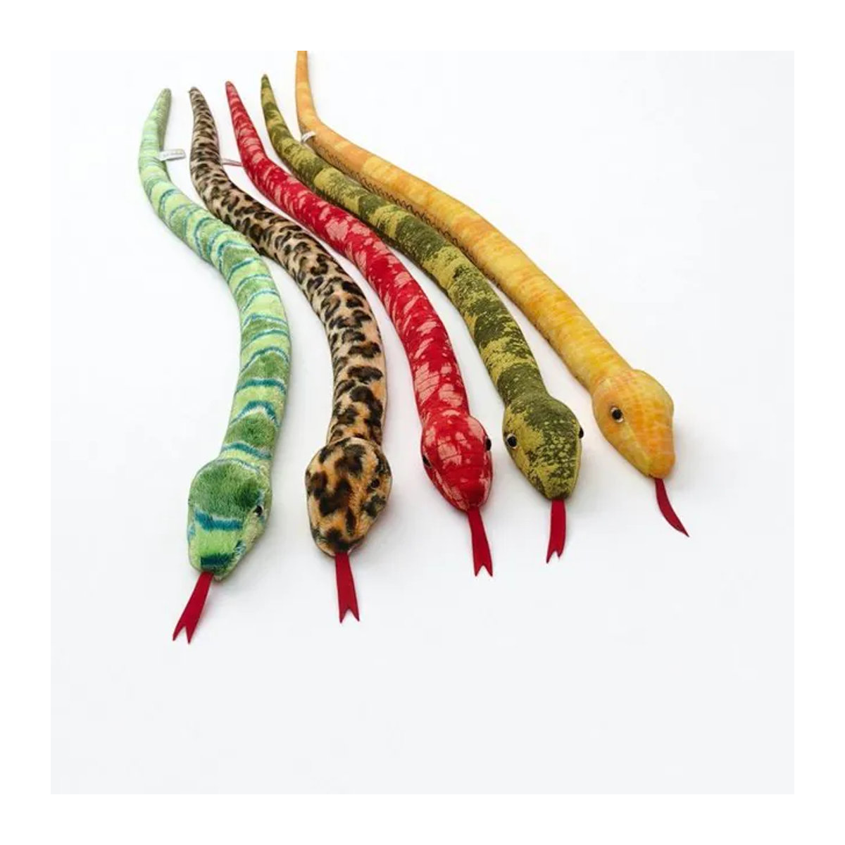 MIAOOWA Set aus 5 realistischen Plüsch-Schlangen in Gelb und Mehrfarbig als dekorative Tierfiguren aus Textil - Bild 1