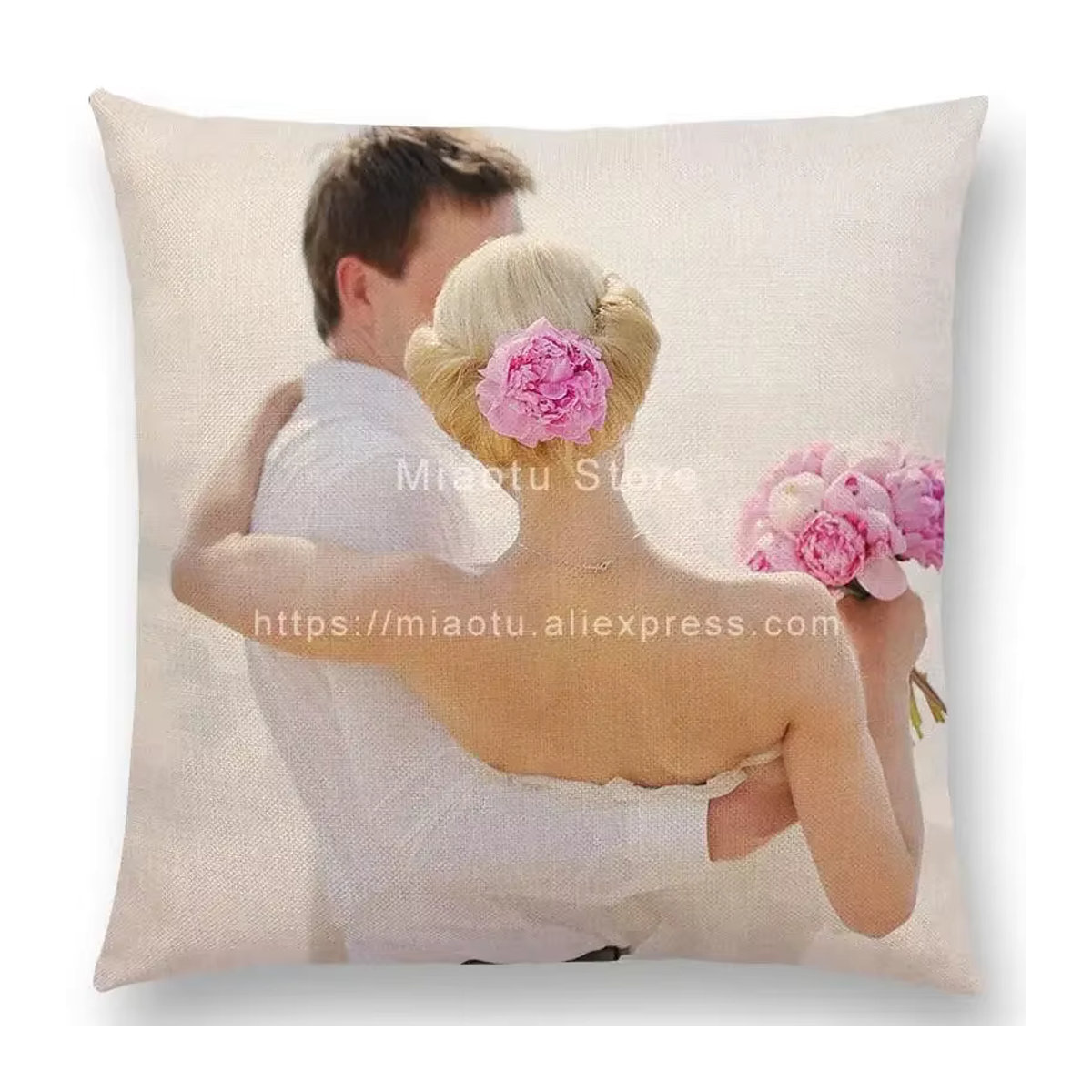 MIAOTU Personalisierter Kissenbezug aus Baumwolle und Leinen in Beige für Sofa und DIY-Projekte - Bild 3