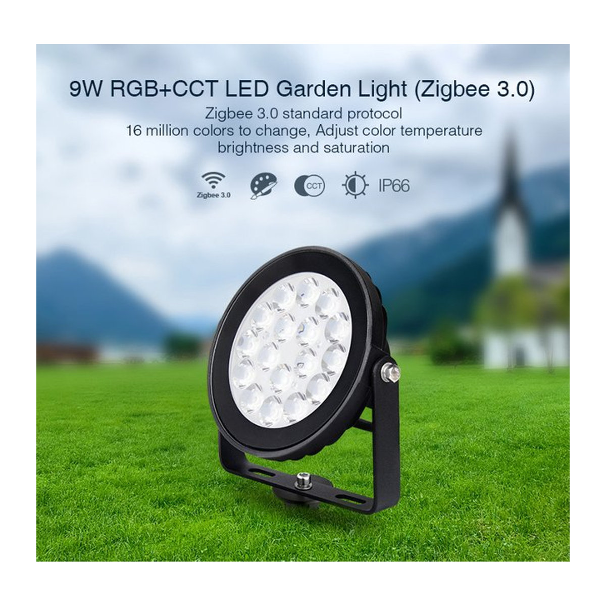 Miboxer Zigbee 3.0 RGB+CCT LED Außenstrahler Schwarz IP66 Wasserdicht Smart Gartenleuchte für die Gartendekoration - Bild 1