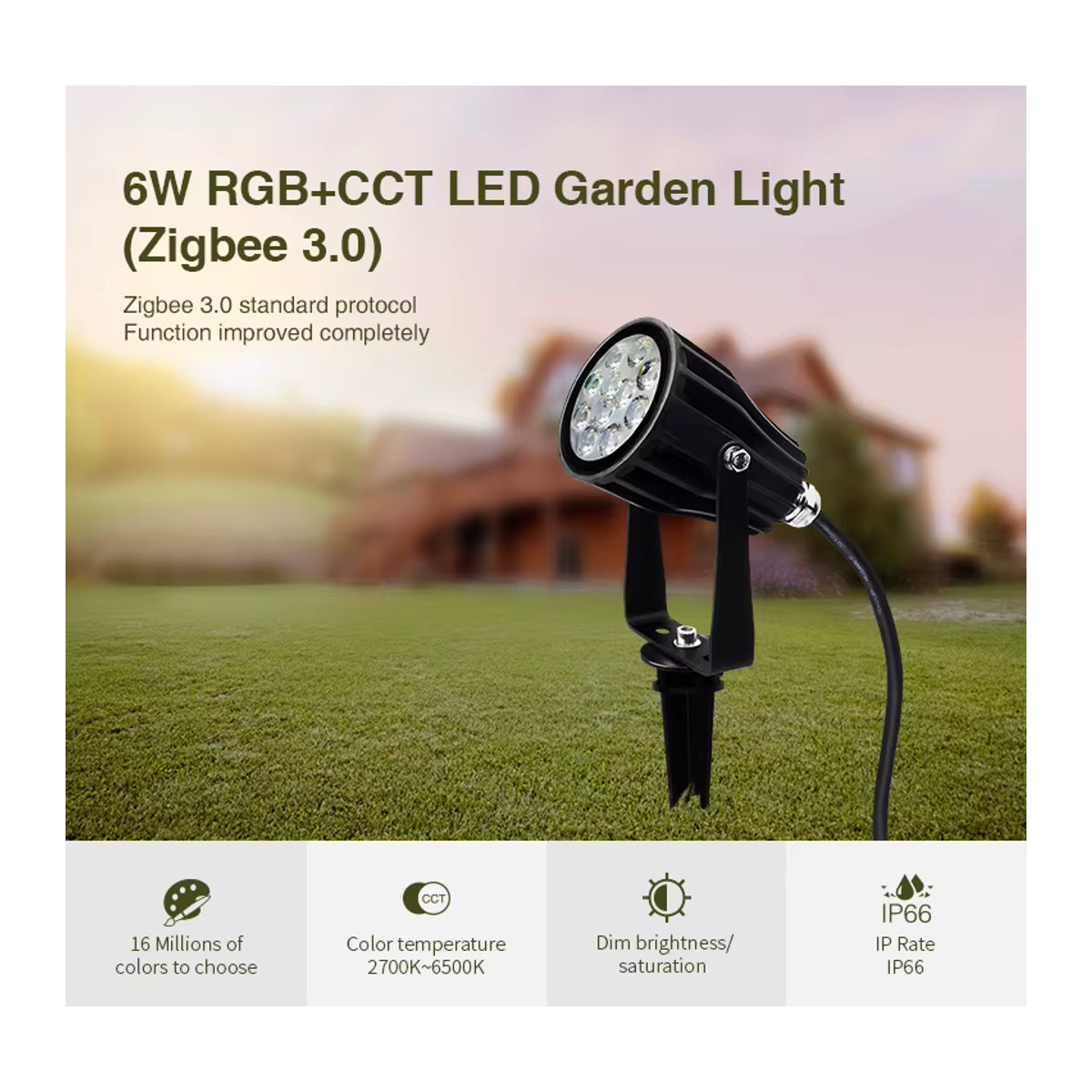 Miboxer Zigbee 3.0 RGB+CCT LED Außenstrahler Schwarz IP66 Wasserdicht Smart Gartenleuchte für die Gartendekoration - Bild 2