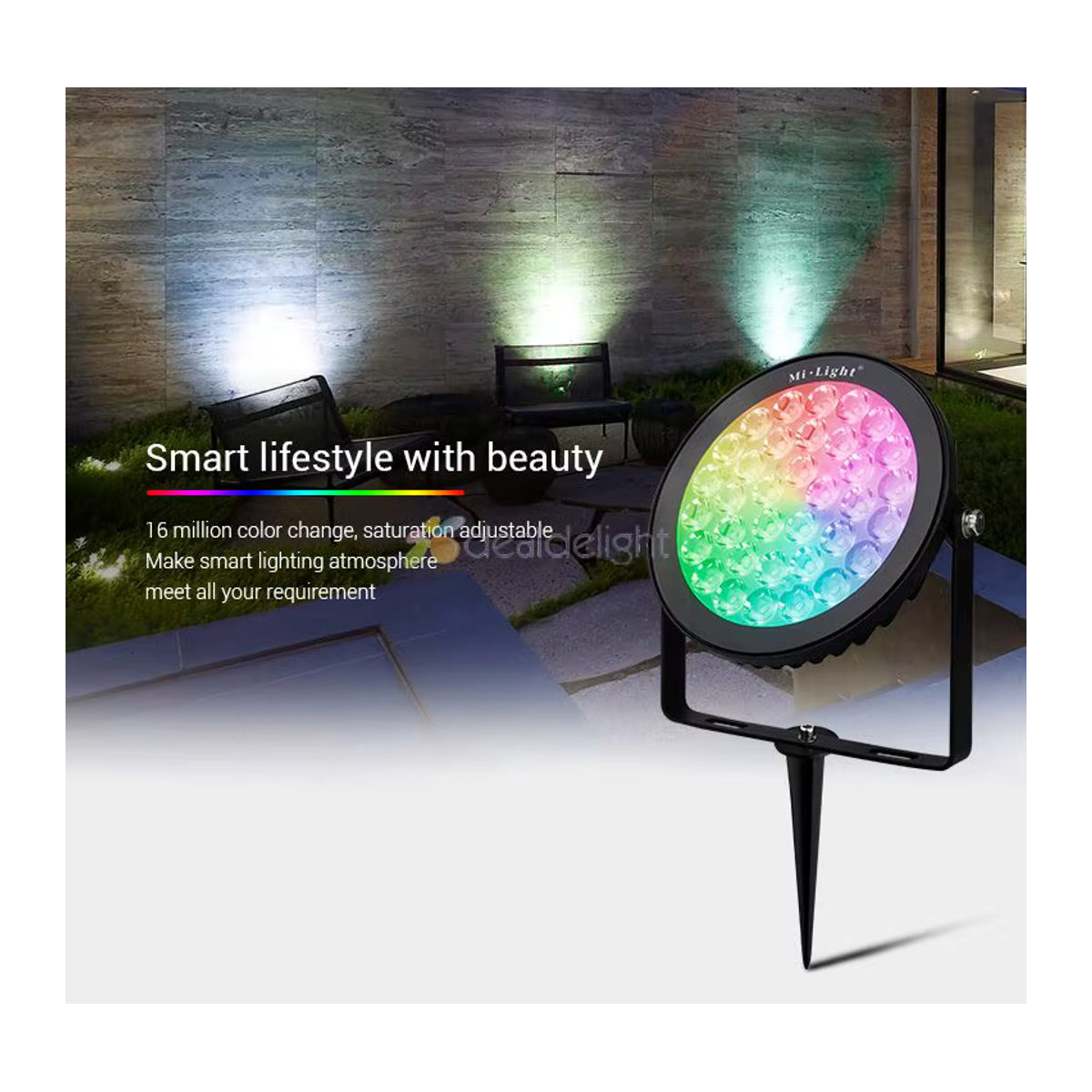 Miboxer Zigbee 3.0 RGB+CCT LED Außenstrahler Schwarz IP66 Wasserdicht Smart Gartenleuchte für die Gartendekoration - Bild 3