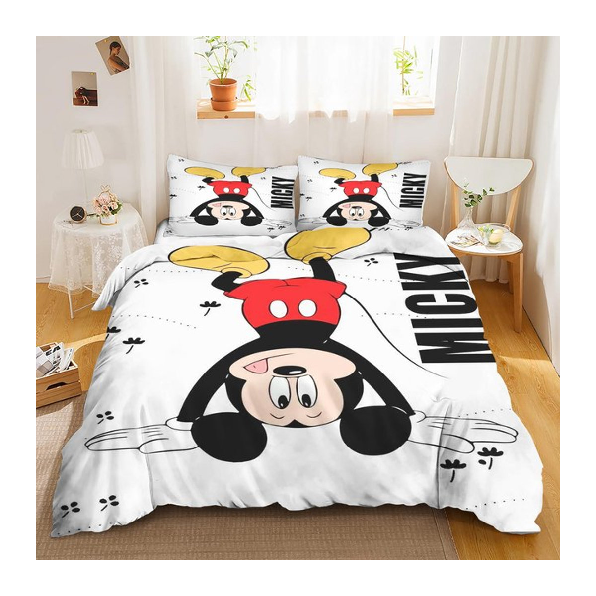 Mickey Aufdruck Bettwäscheset mit Kissenbezug für Kinder und Erwachsene, 3-teilig, Breite: 260 cm, Höhe: 220 cm - Bild 1