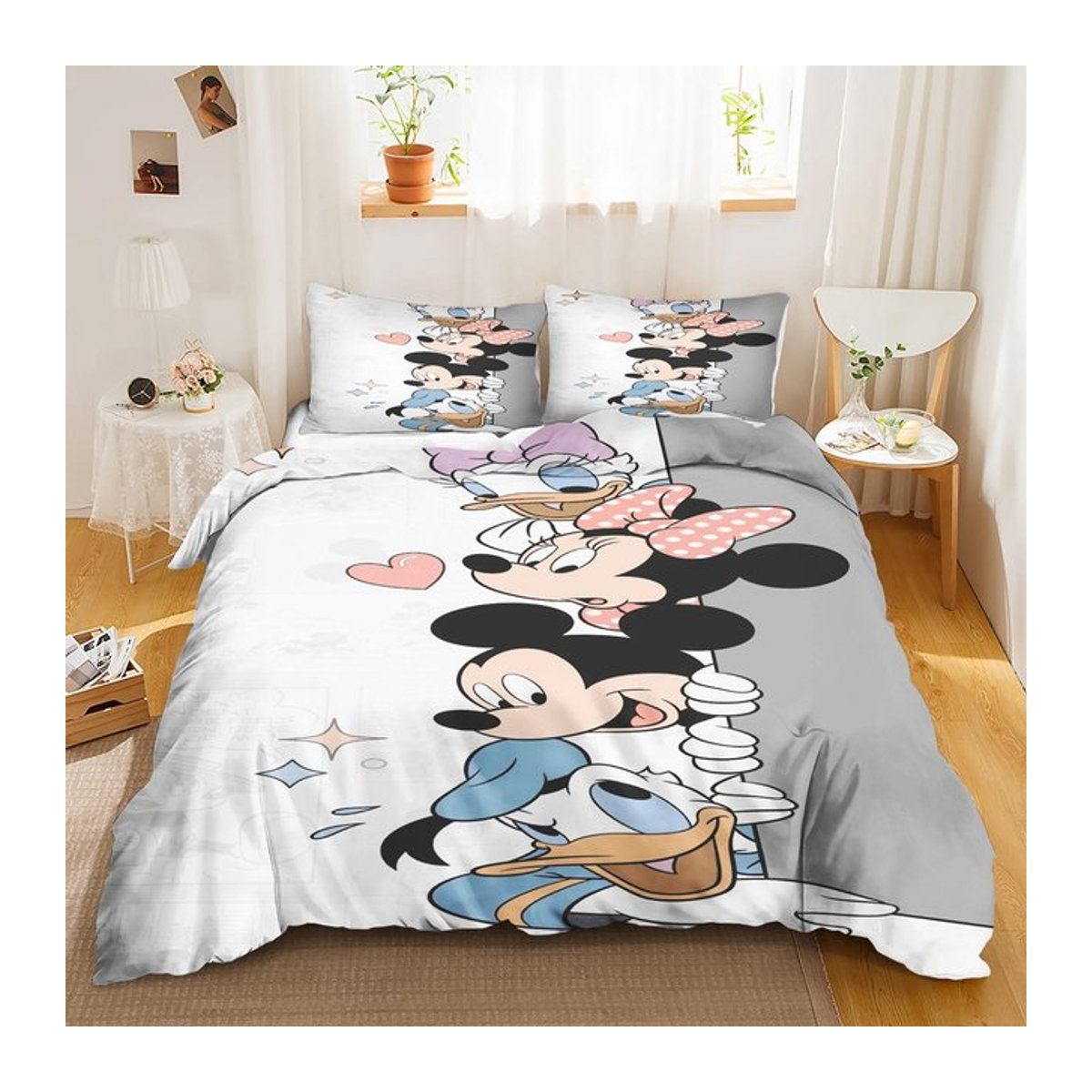 Mickey Cartoon Bettwäscheset mit Kissenbezug, Multicolor, B/H: 260 x 220 cm - Bild 1