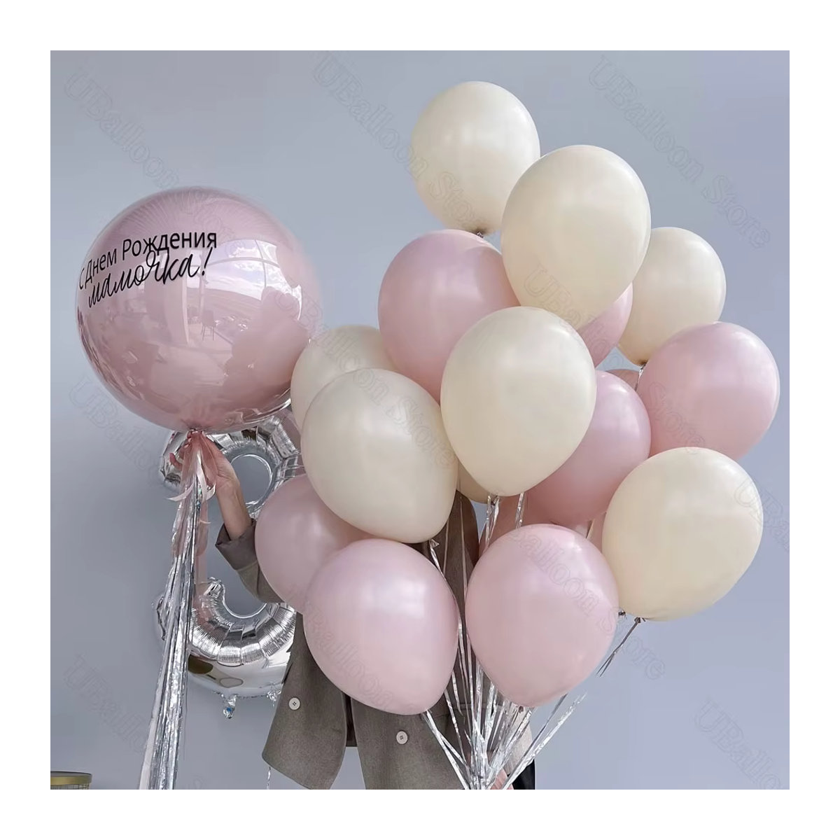 MicroPlush Boho Latexballons in Rosa und Weiß mit Sand-Effekt, Durchmesser: 25,4 cm, ideal für Geburtstag, Hochzeit oder Babyparty - Bild 3