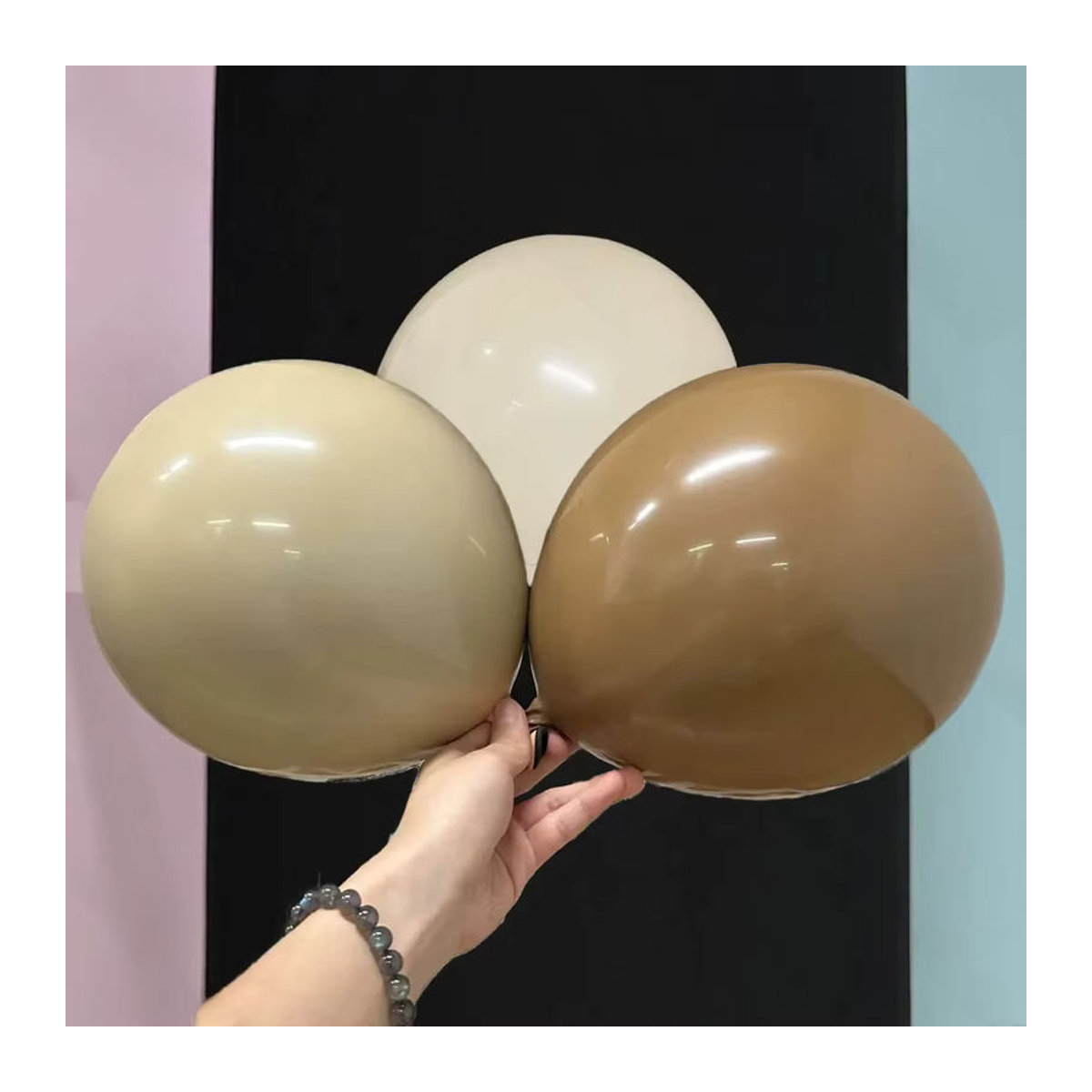 MicroPlush Doppelt gefüllte Aprikosen-Luftballons in Boho-Design, Farben: Braun, Creme und Beige, ideal für deine Geburtstags- oder Babyparty-Dekoration - Bild 4