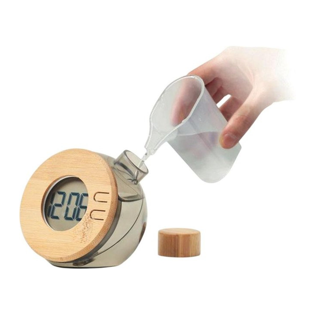 MidOcean Droppy Lux Wasserbetriebene Uhr aus Bambus mit LCD-Anzeige - Bild 1
