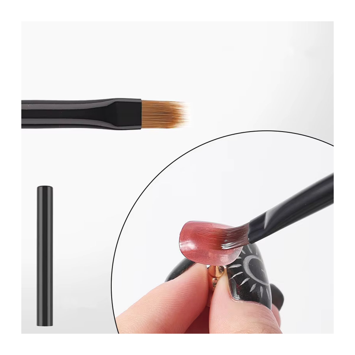 Mifanxi Nagelmalstift mit rundem Holzgriff für Ombre- und Farbverlauf-Designs in Braun - Bild 3