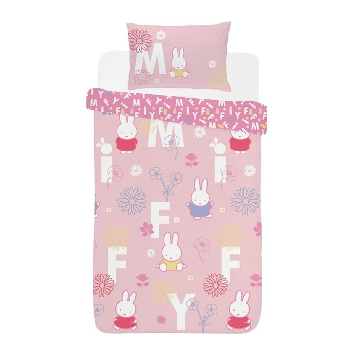 Miffy Floral Wendebettbezug-Set Single Schwarz - Bild 1