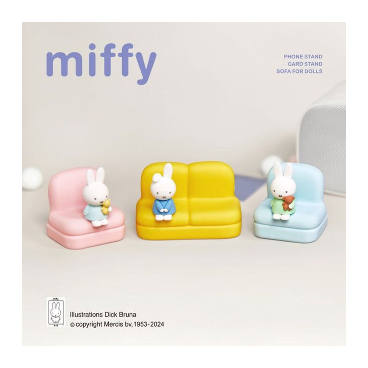 Miffy Phone Sofa Stand Blind Box Serie – Süße Cartoon Figur aus Kunststoff als dekoratives Ornament in Weiß - Bild 1