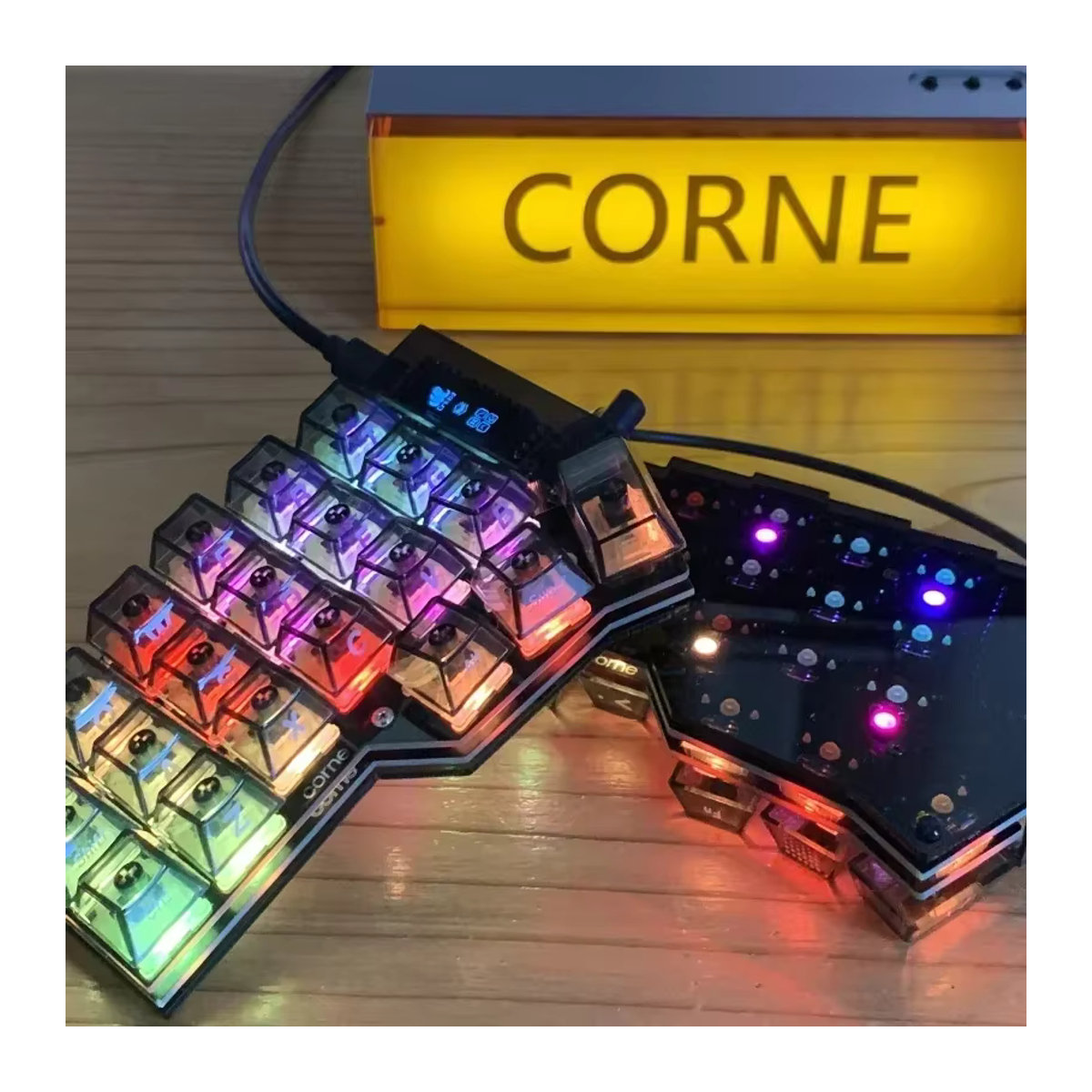 MiFuny Corne Crkbd Split Keyboard Case Kit Acryl Bodenplatte für Corne V3.0.1 Cherry Split Custom Keyboard, transparent - Bild 4