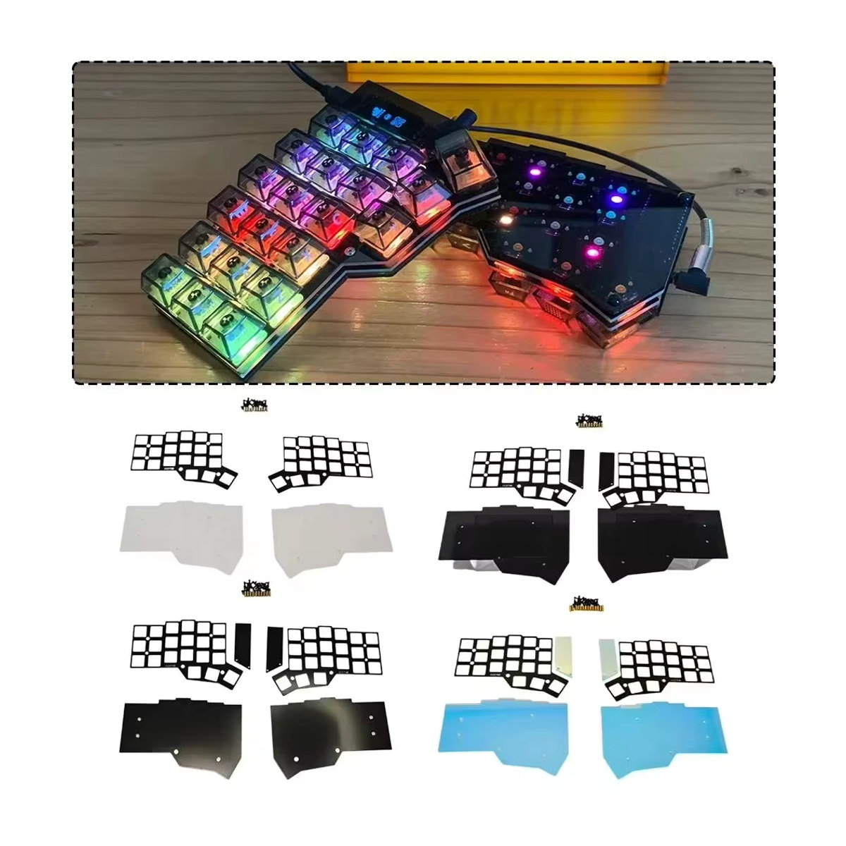 MiFuny Corne Crkbd Split Keyboard Case Kit Acryl Bodenplatte für Corne V3.0.1 Cherry Split Custom Keyboard, transparent - Bild 5