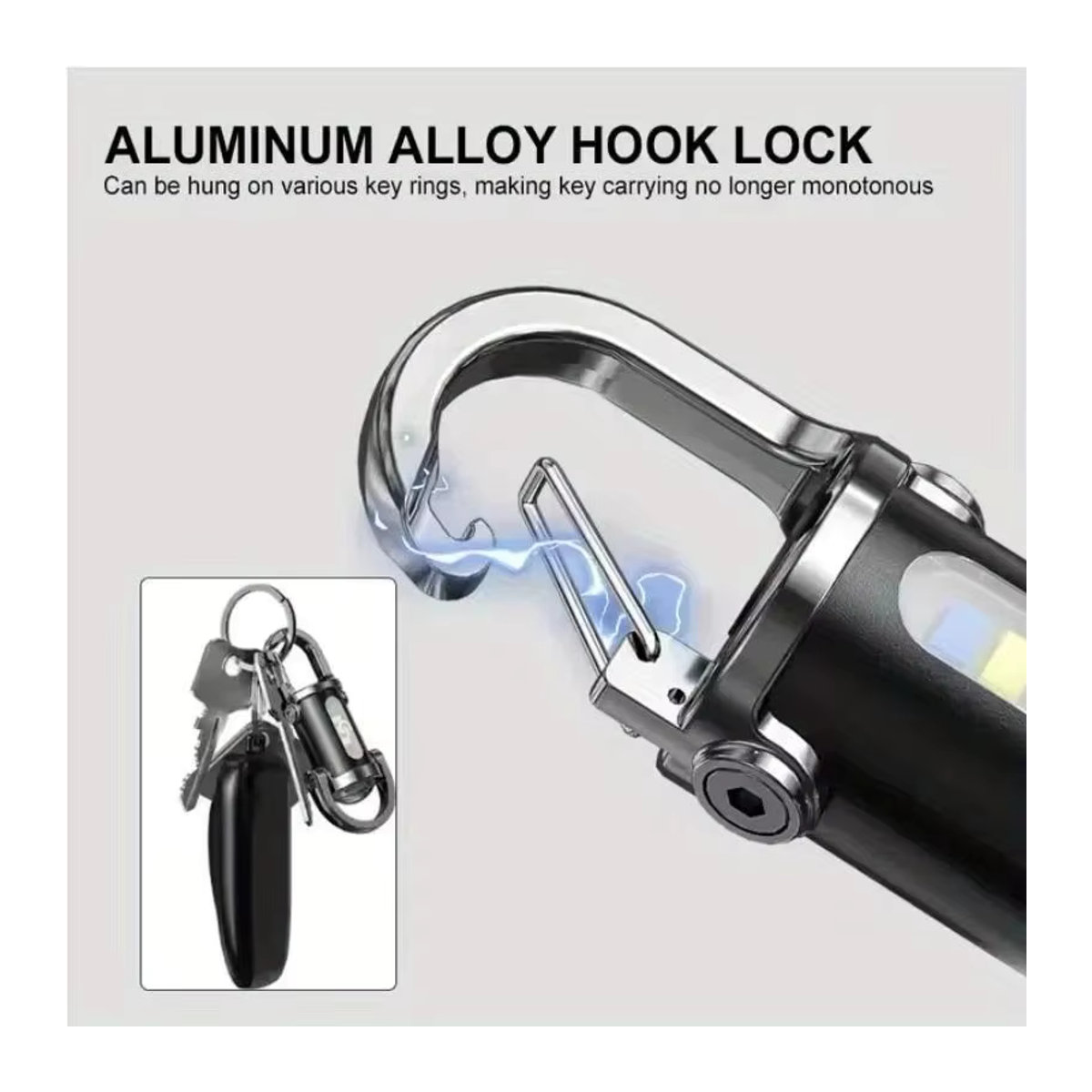 Mikenoon Mini-COB-LED-Schlüsselanhänger-Taschenlampe, USB wiederaufladbar und wasserdicht für Camping und Wandern - Bild 4