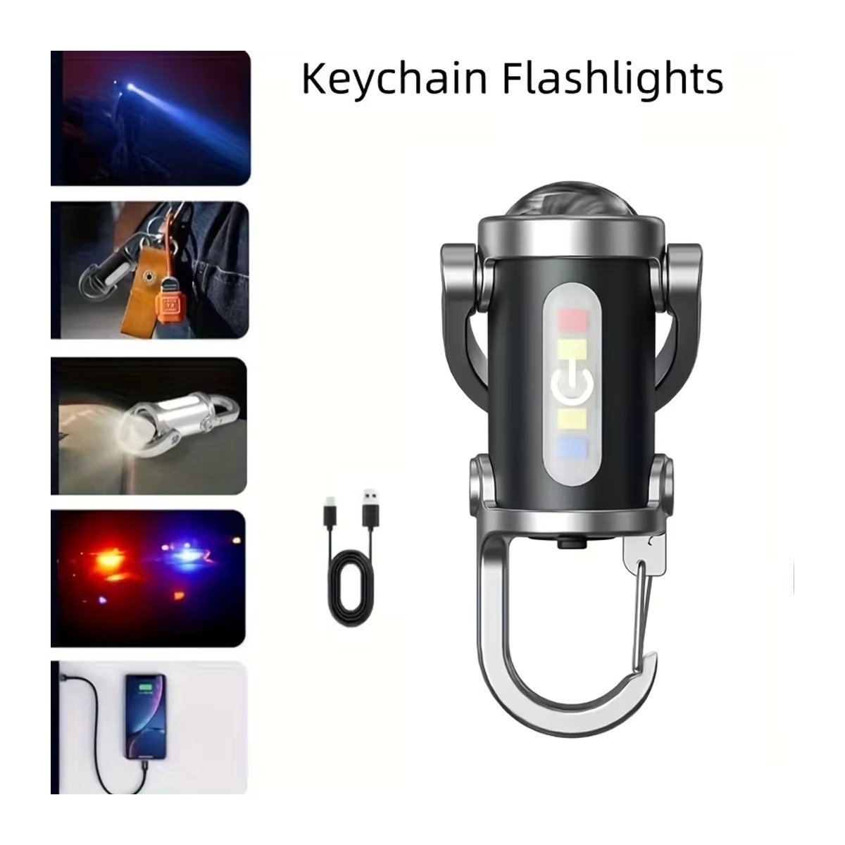 Mikenoon Mini-COB-LED-Schlüsselanhänger-Taschenlampe, USB wiederaufladbar und wasserdicht für Camping und Wandern - Bild 6