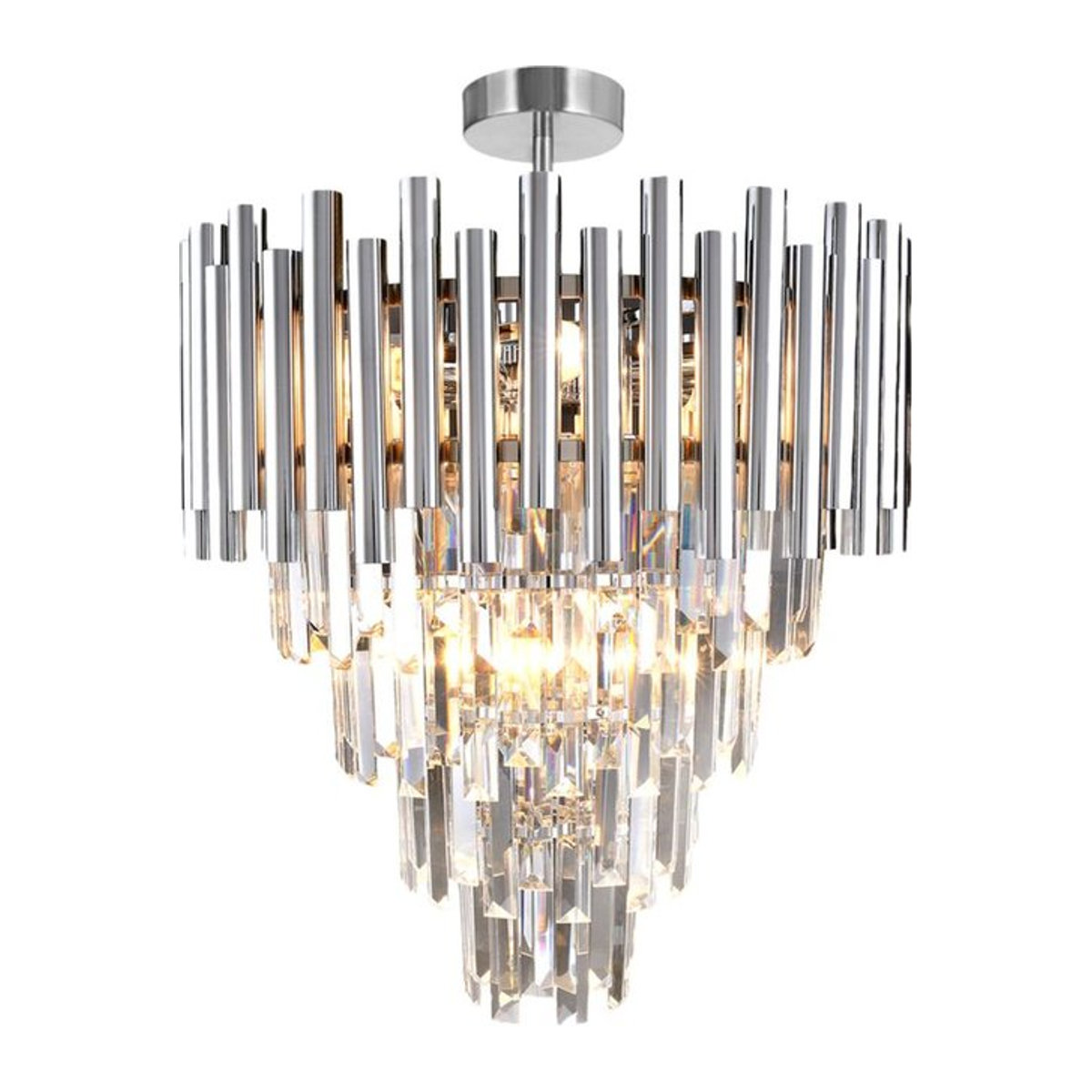 Milagro Madison Pendelleuchte Chrom Silber mit 9 x E14 Fassungen aus Metall und Glas - Bild 1