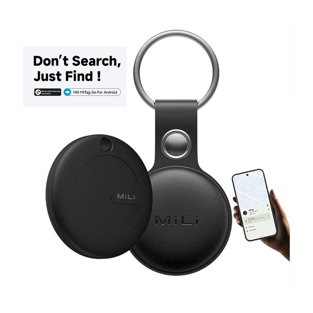 MiLi MiTag Go Smart Tracker Anti-Lost Device für Android mit Google Find My Device, Schwarz, Minimalistisches Design - Bild 1