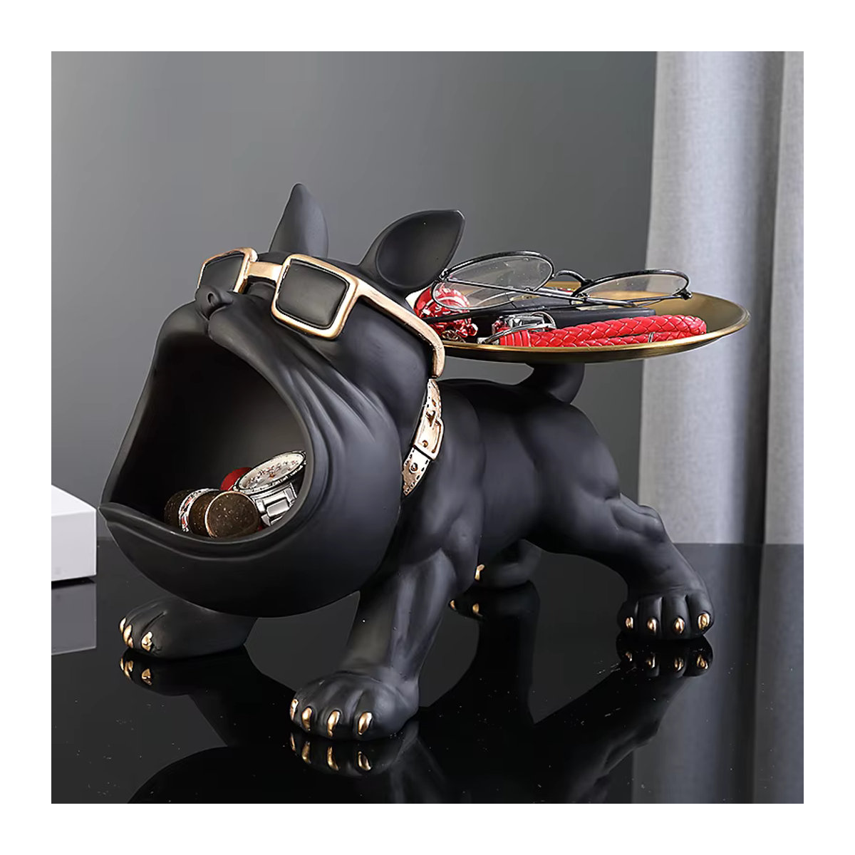 Milsccat Französische Bulldogge Tischdekoration aus Kunstharz in Schwarz im skandinavischen Design - Bild 2