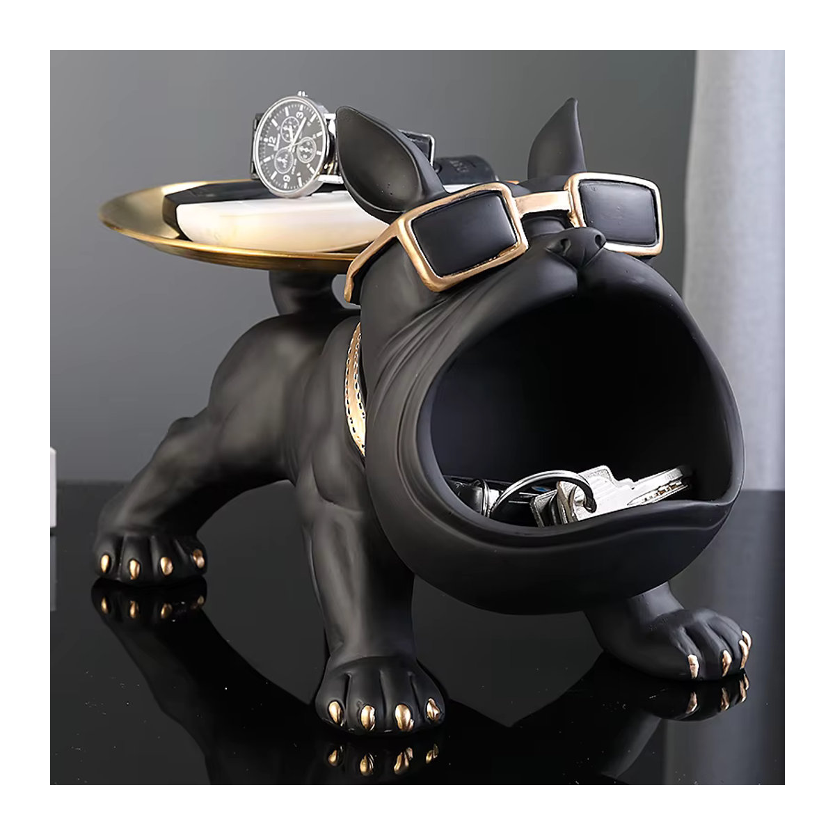 Milsccat Französische Bulldogge Tischdekoration aus Kunstharz in Schwarz im skandinavischen Design - Bild 3