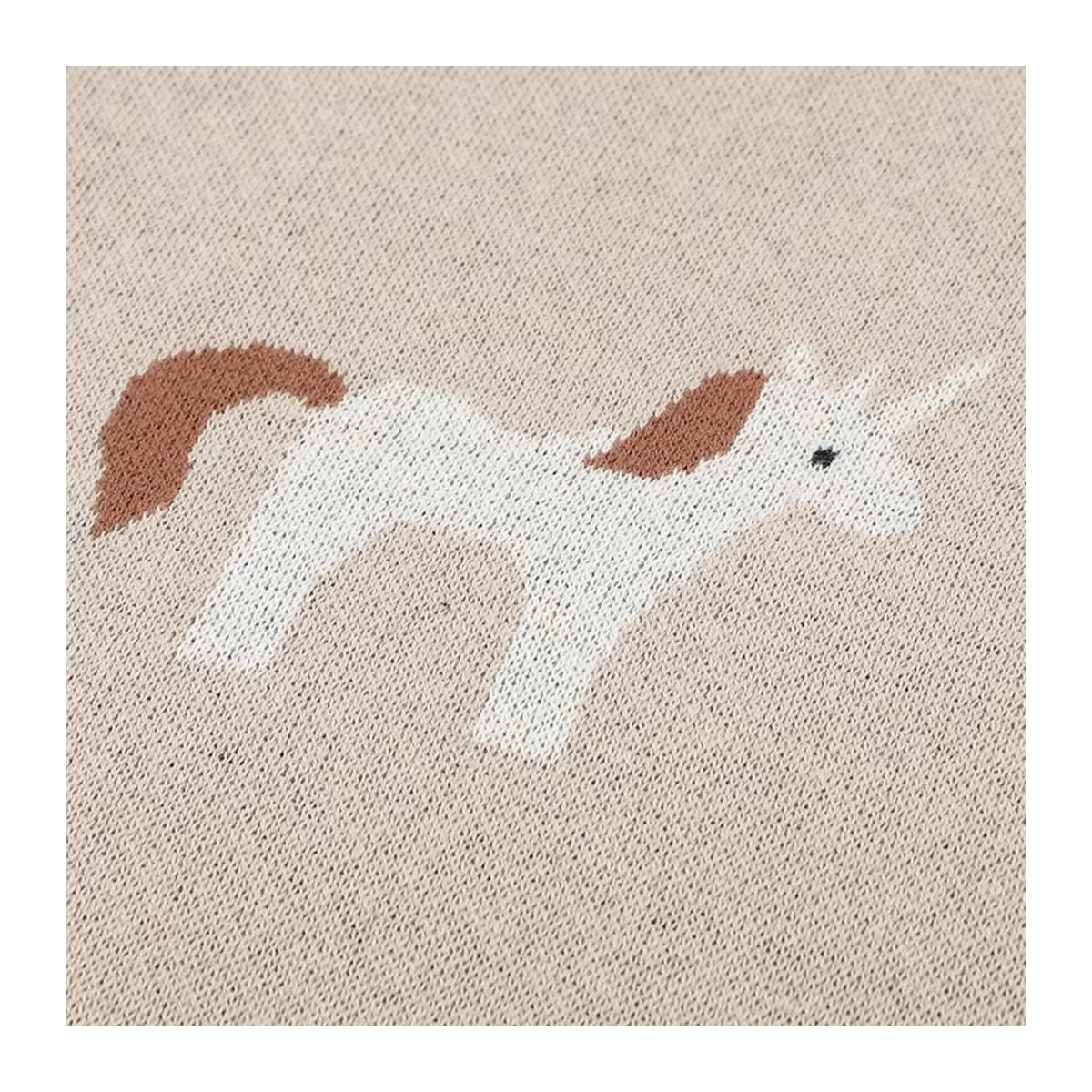 Mimixiong Baby Decke aus Baumwolle in Beige mit Einhorn-Motiv, B/B/H: 100 x 80 cm - Bild 3