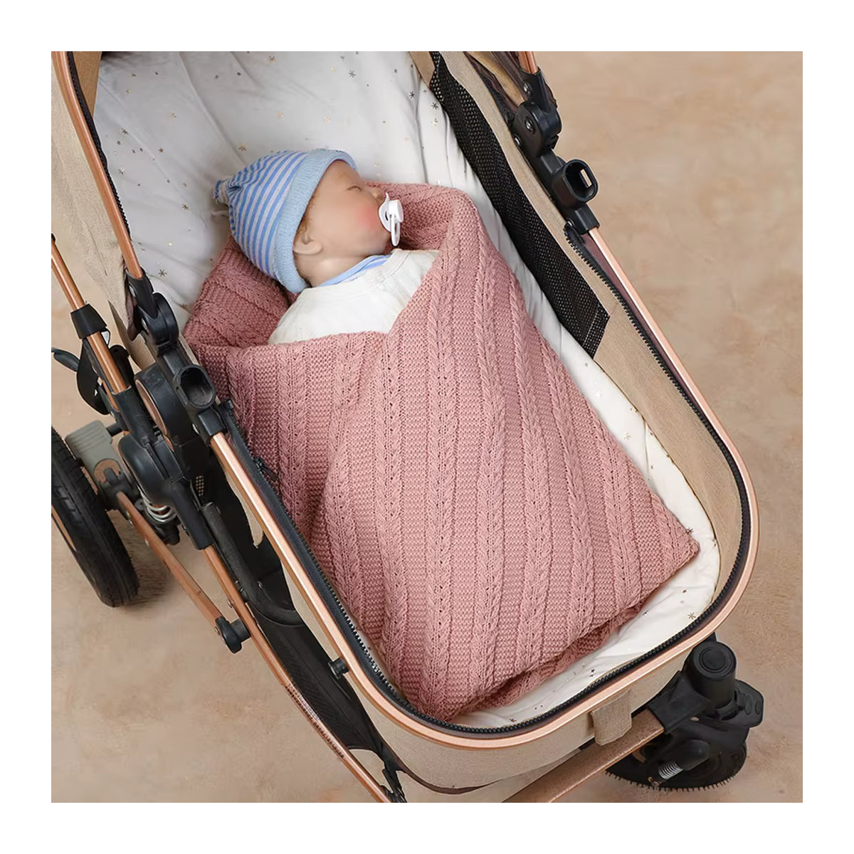 Mimixiong Strickdecke für Babys und Kleinkinder, weiche Babydecke als Swaddle Wrap, B/B/H: 90 x 70 cm - Bild 2