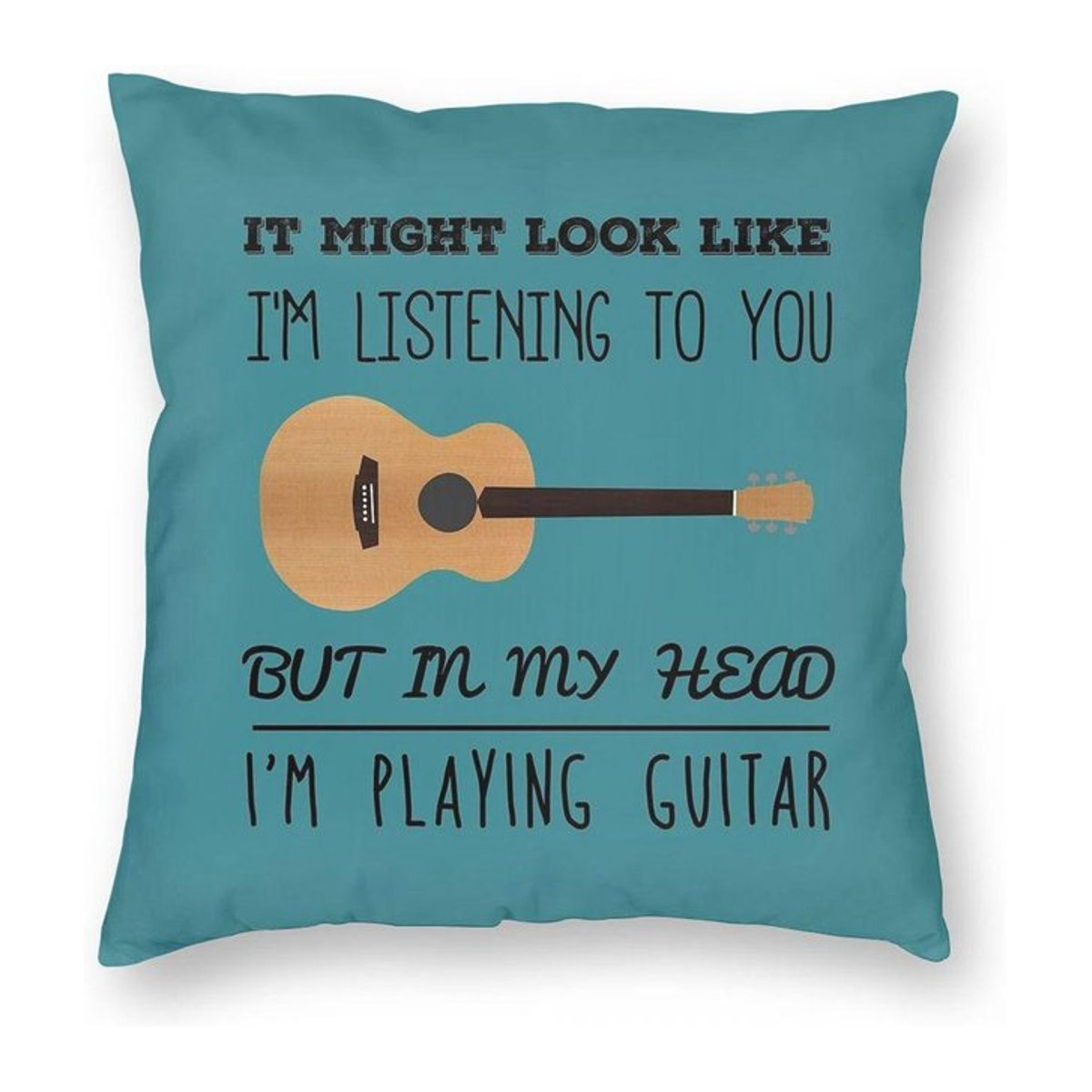 Mind Gitarre Kissenbezug aus Polyester und Leinen mit Reißverschluss, B/T/H: 45 x 45 x 0 cm - Bild 1