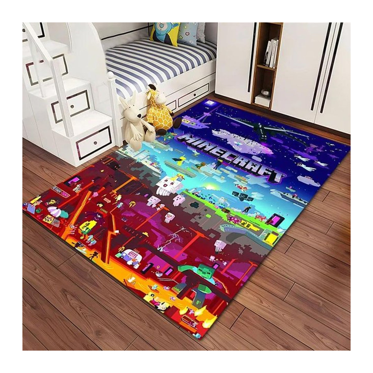 Minecraft 3D-Druck Teppich Multicolor, rutschfester weicher Bereichsteppich für Wohnzimmer, Schlafzimmer oder Flur, B/T: 140 x 80 cm - Bild 1