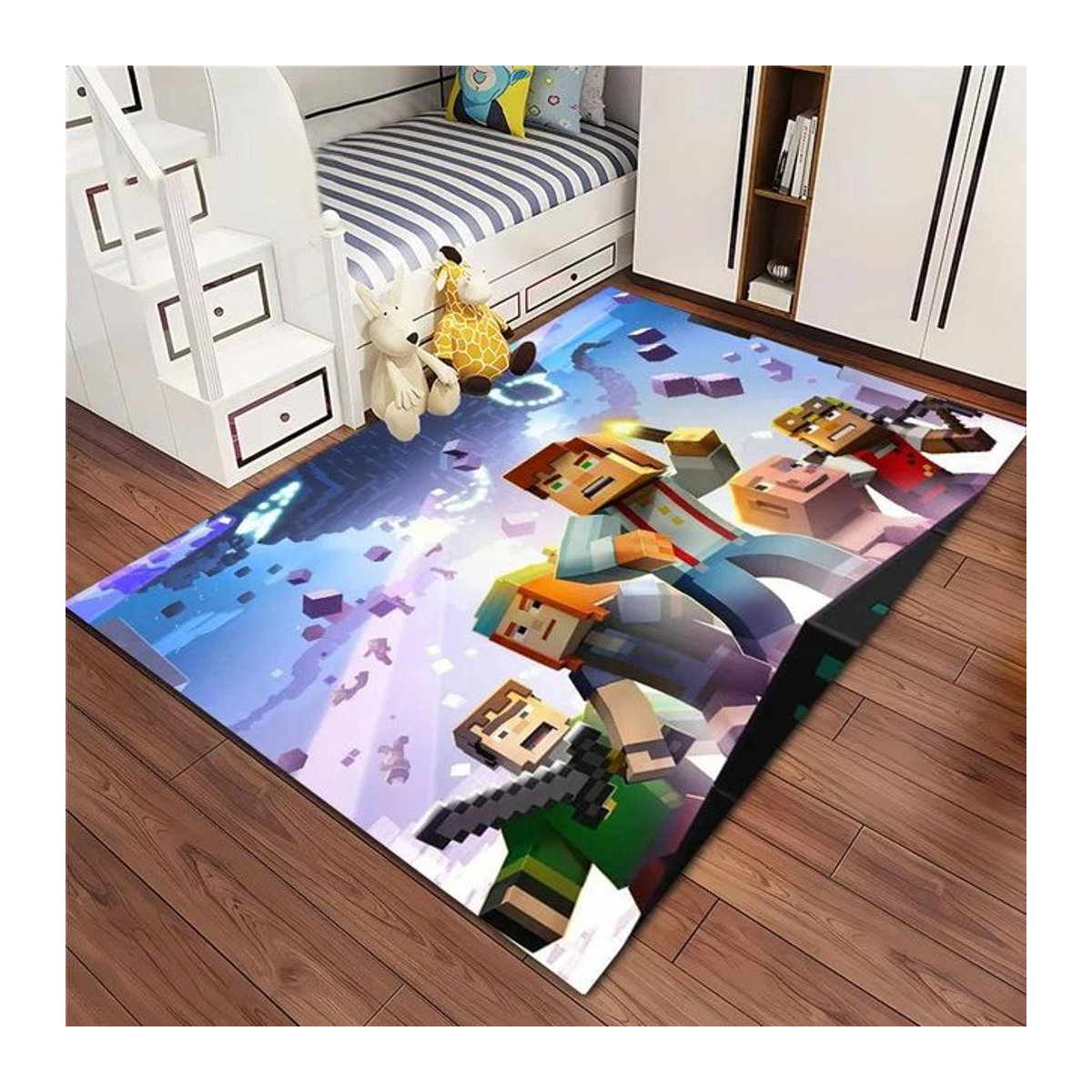 Minecraft 3D-Druck Teppich rutschfest und weich für Wohnzimmer, Schlafzimmer oder Flur, B/B: 100 x 150 cm - Bild 1