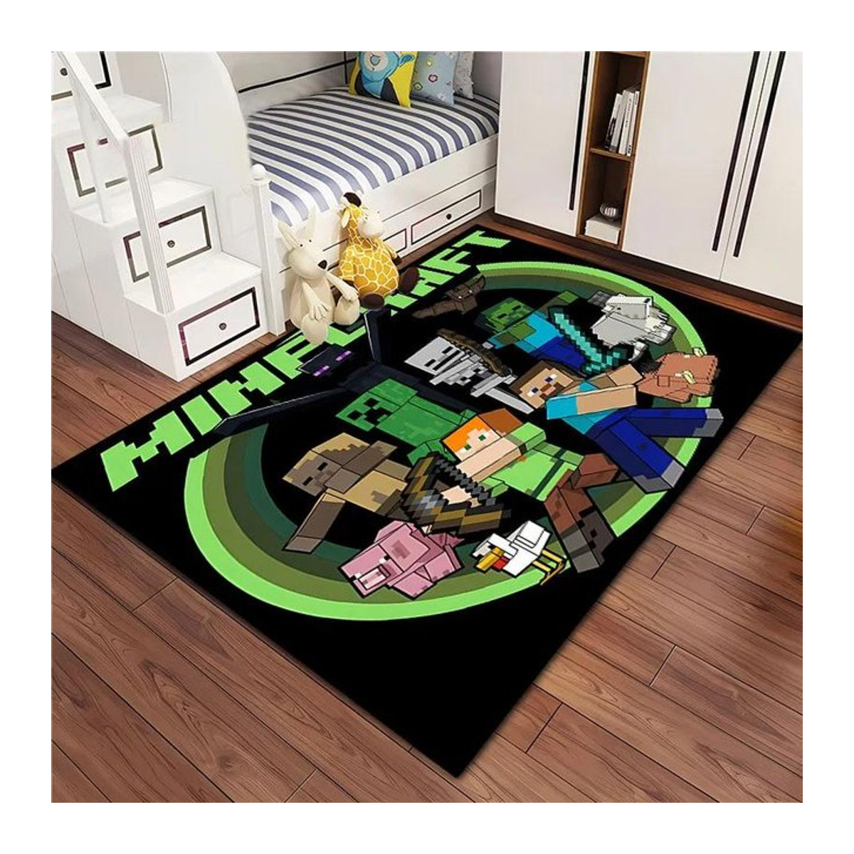 Minecraft 3D-Druck Teppich rutschfest und weich für Wohnzimmer, Schlafzimmer oder Flur, B/B: 120 x 160 cm - Bild 1