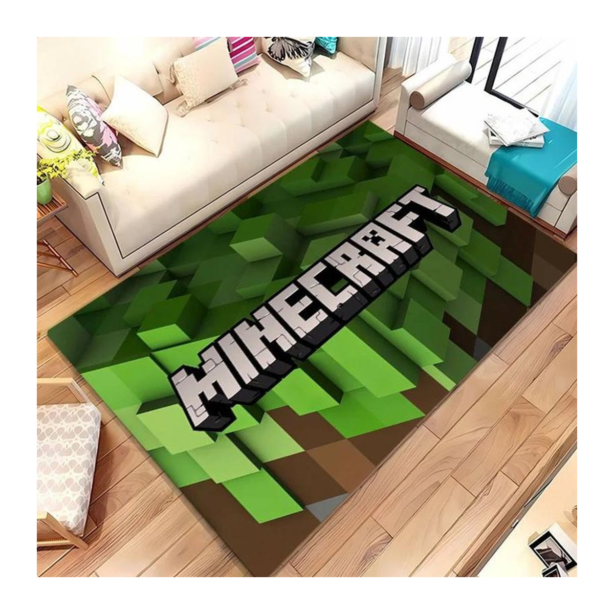 Minecraft 3D-Druck Teppich rutschfest und weich für Wohnzimmer, Schlafzimmer oder Flur, B/B: 160 x 200 cm - Bild 1