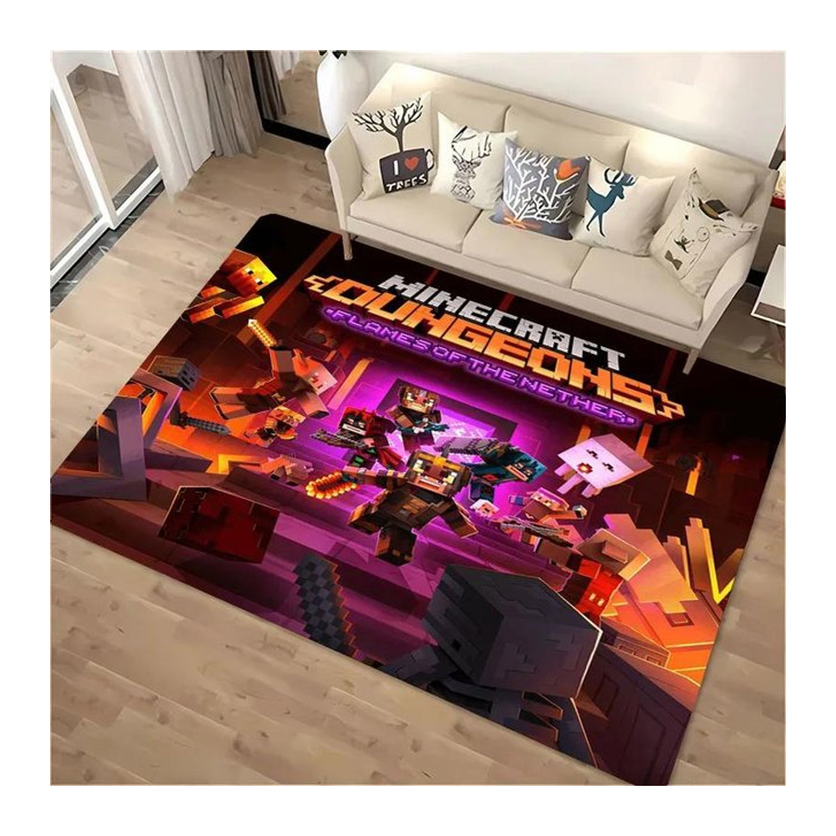 Minecraft 3D-Druck Teppich rutschfest und weich für Wohnzimmer, Schlafzimmer oder Flur, B/B: 80 x 120 cm - Bild 1