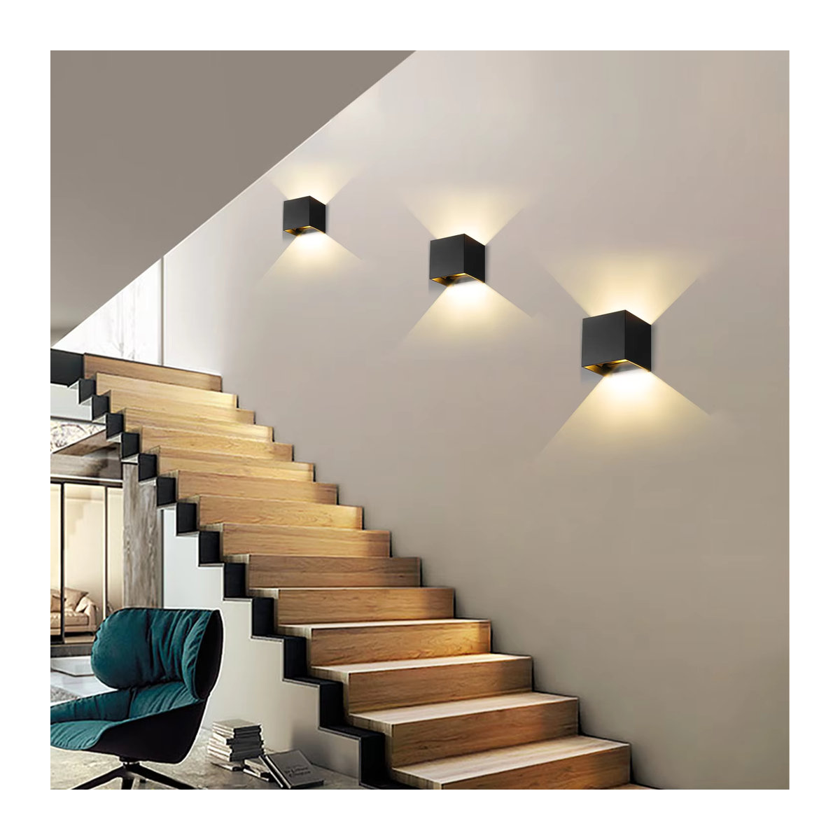 MING&BEN Moderne LED-Außenleuchte in Schwarz, IP65 wasserdicht, 7 W, verstellbarer Winkel für Garten und Landschaft - Bild 5